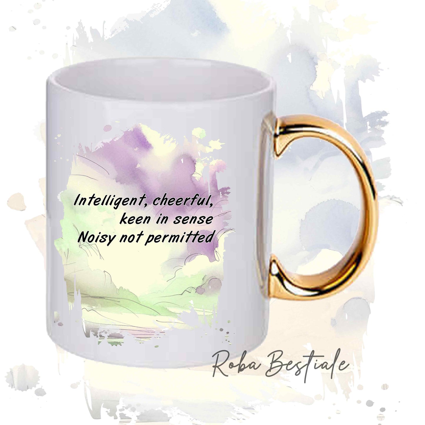 Tazza BEHAVIOR - SPITZ GIAPPONESE - Standard FCI - In Ceramica, con manico dorato - 330 ml