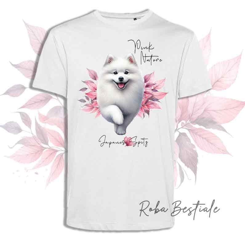T-Shirt PINK NATURE - SPITZ GIAPPONESE - Uomo o Donna - dalla XS alla 5XL