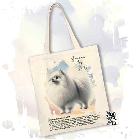 Tote Bag SPITZ TEDESCO NANO "Pomerania" Bianco - Collezione BEHAVIOR