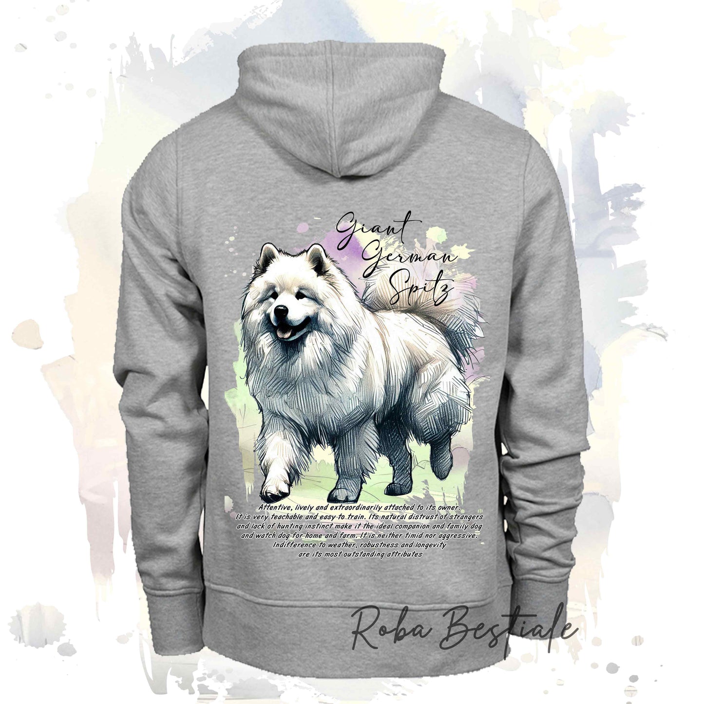 Felpa BEHAVIOR - SPITZ TEDESCO GRANDE Bianco - Standard FCI - Unisex - Grigia - dalla XS alla 3XL