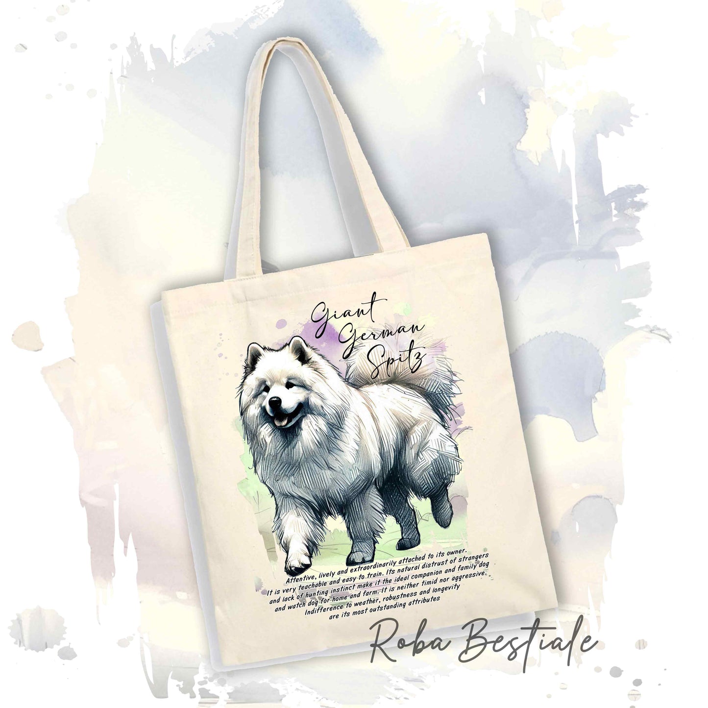 Shopper BEHAVIOR - SPITZ TEDESCO GRANDE Bianco - Standard FCI - Diversi colori disponibili, 100% Cotone