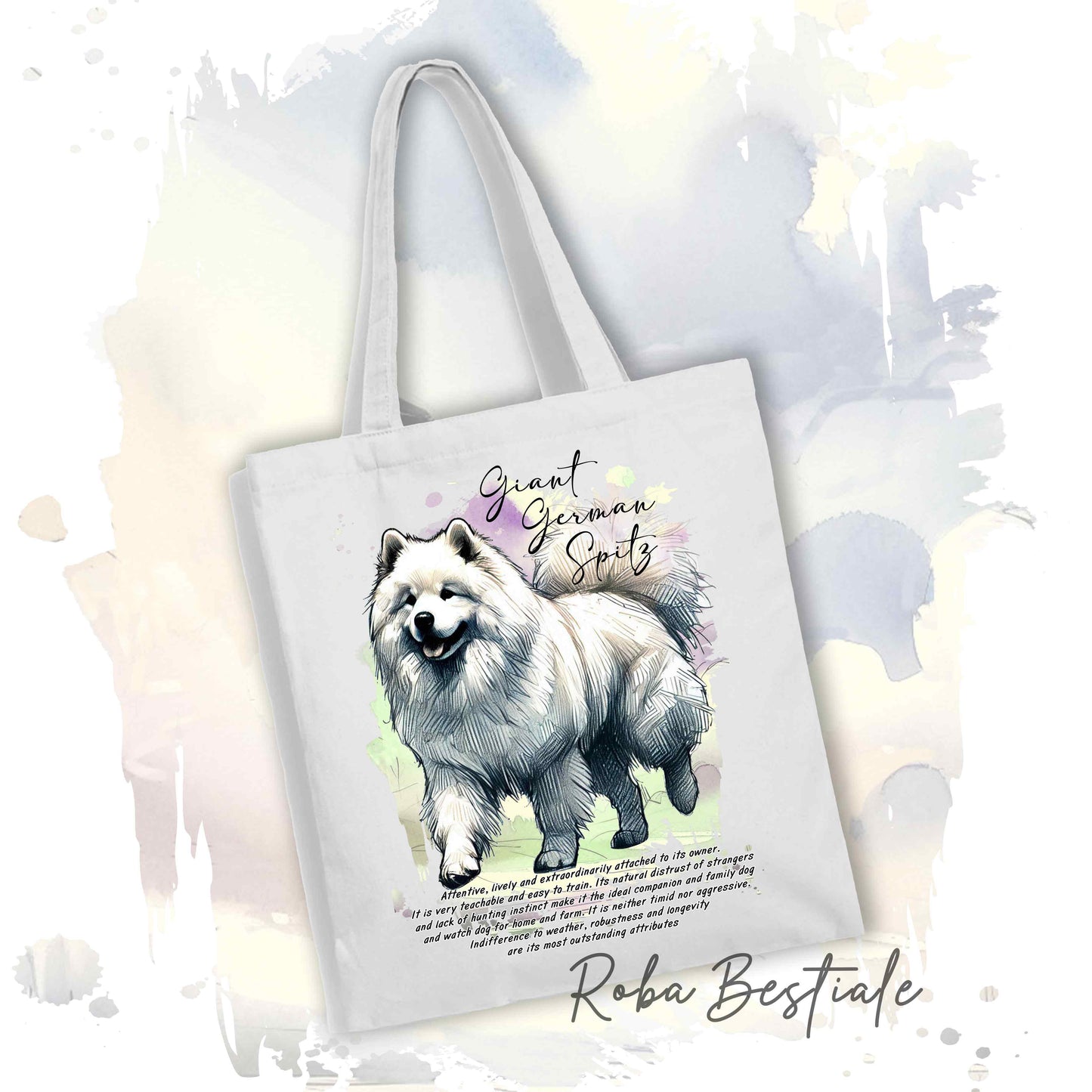 Shopper BEHAVIOR - SPITZ TEDESCO GRANDE Bianco - Standard FCI - Diversi colori disponibili, 100% Cotone
