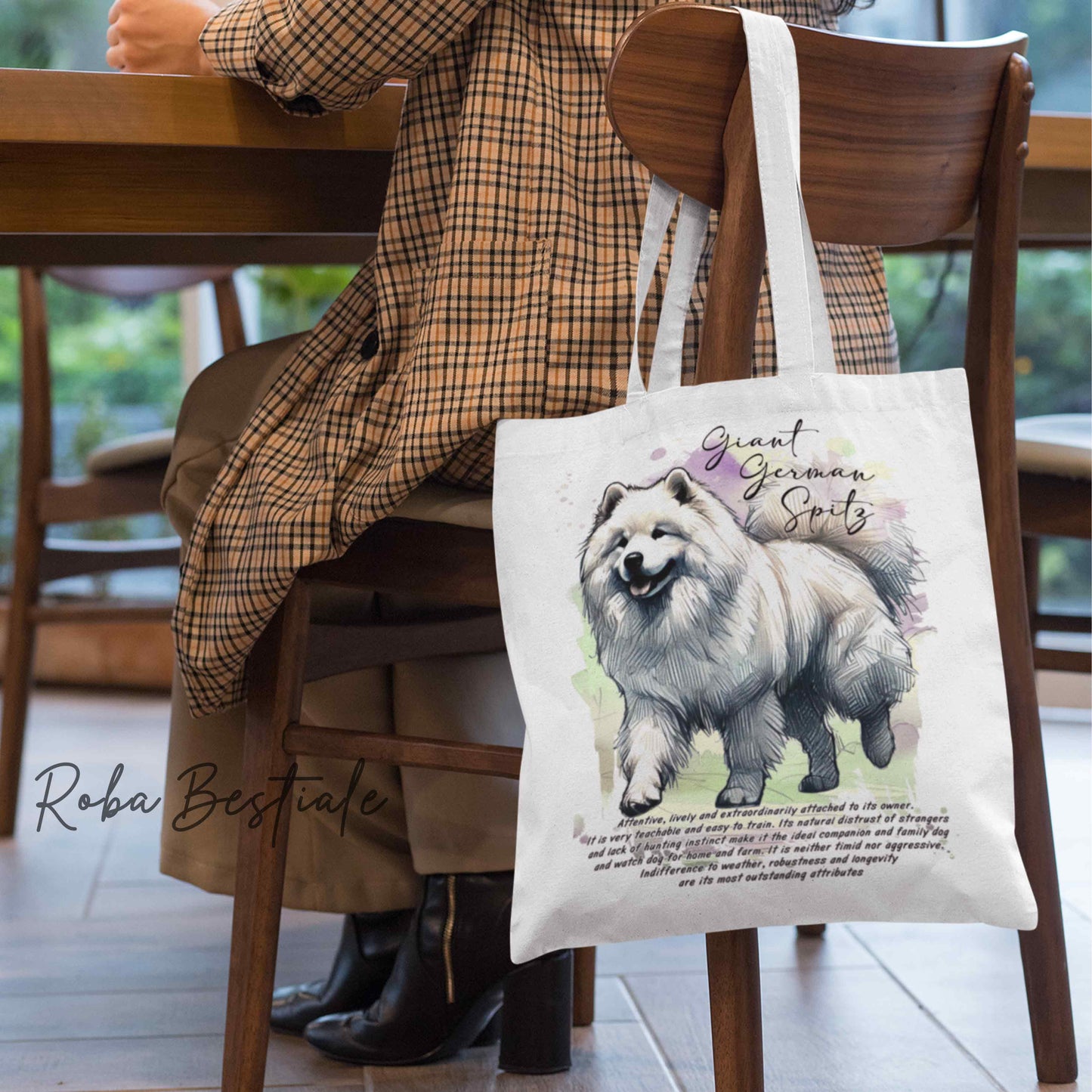 Shopper BEHAVIOR - SPITZ TEDESCO GRANDE Bianco - Standard FCI - Diversi colori disponibili, 100% Cotone