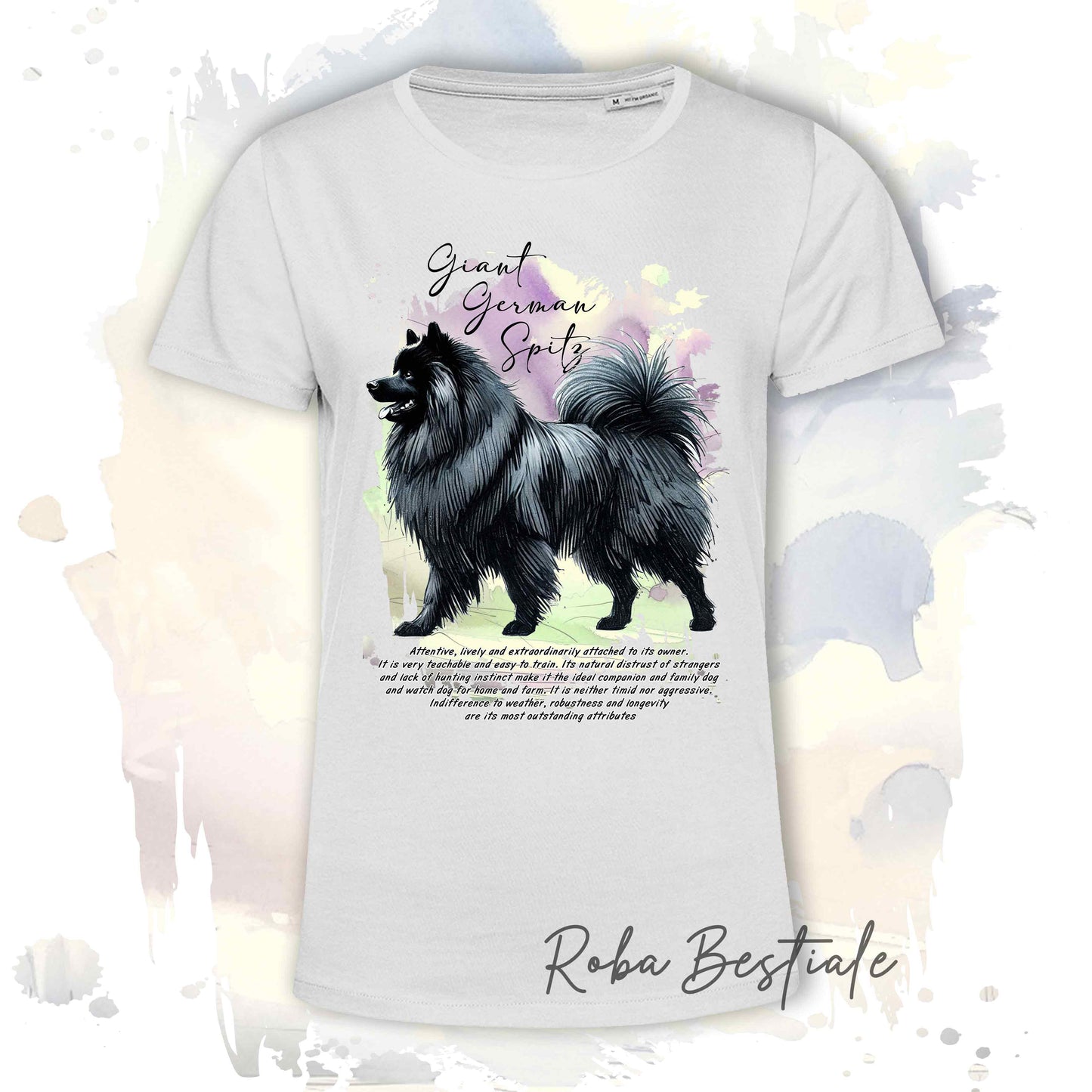T-Shirt BEHAVIOR - SPITZ TEDESCO GRANDE Nero - Standard FCI - 100% Cotone, Bianca, Uomo o Donna - dalla XS alla 5XL