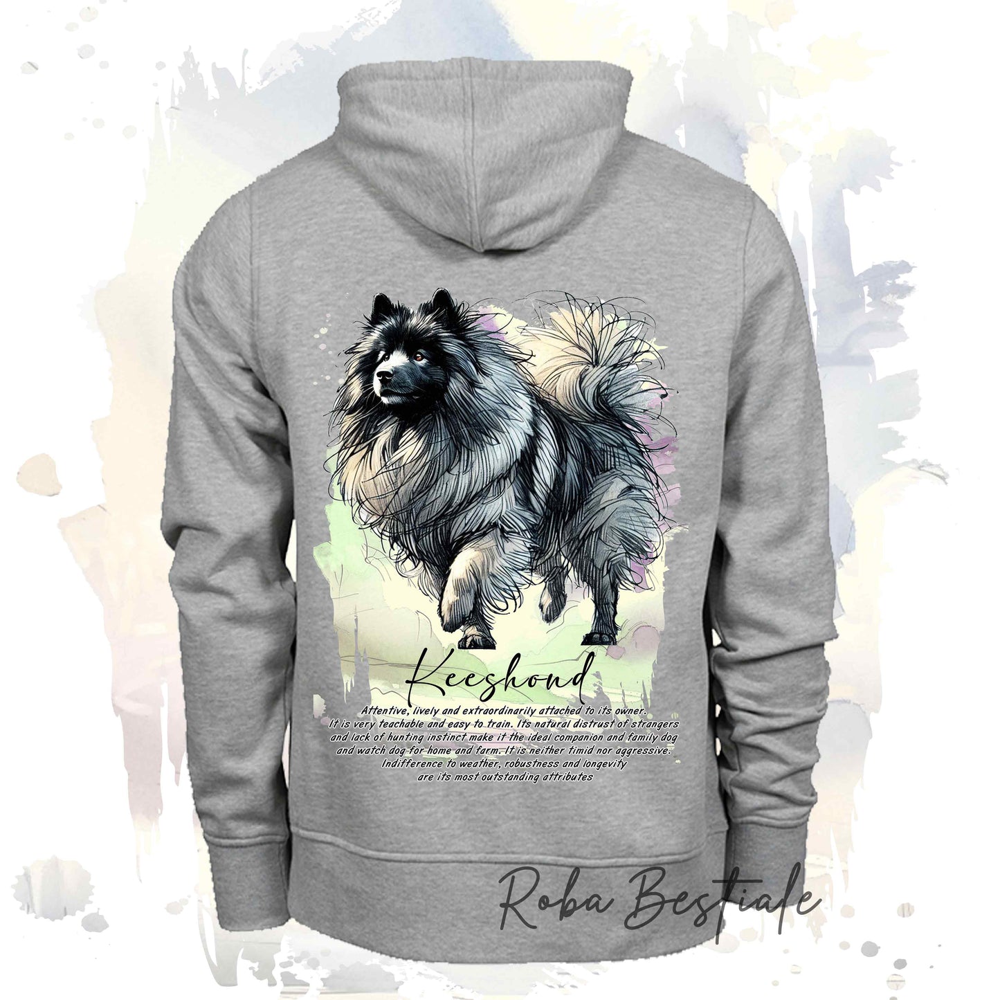 Felpa BEHAVIOR - SPITZ TEDESCO KEESHOND - Standard FCI - Unisex - Grigia - dalla XS alla 3XL