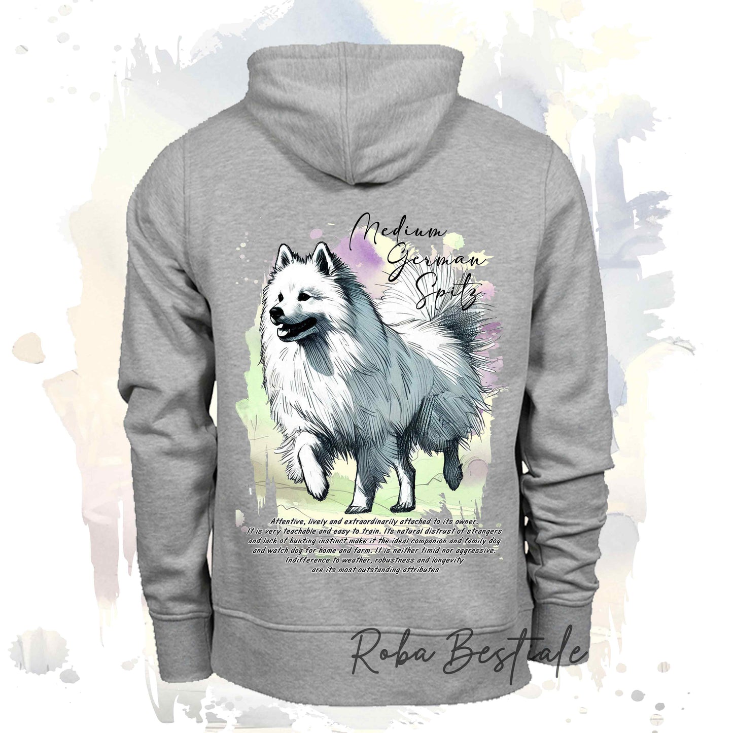 Felpa BEHAVIOR - SPITZ TEDESCO MEDIO Bianco - Standard FCI - Unisex - Grigia - dalla XS alla 3XL