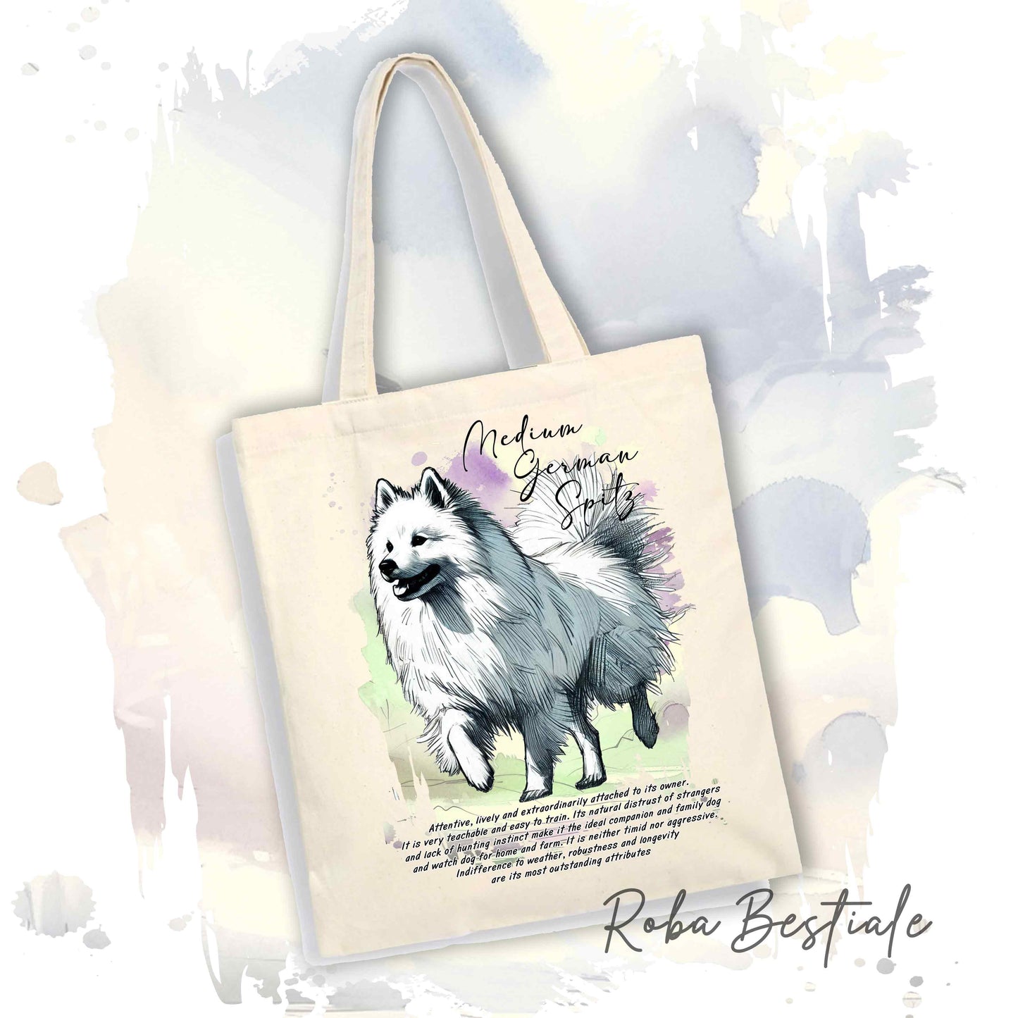 Shopper BEHAVIOR - SPITZ TEDESCO MEDIO Bianco - Standard FCI - Diversi colori disponibili, 100% Cotone