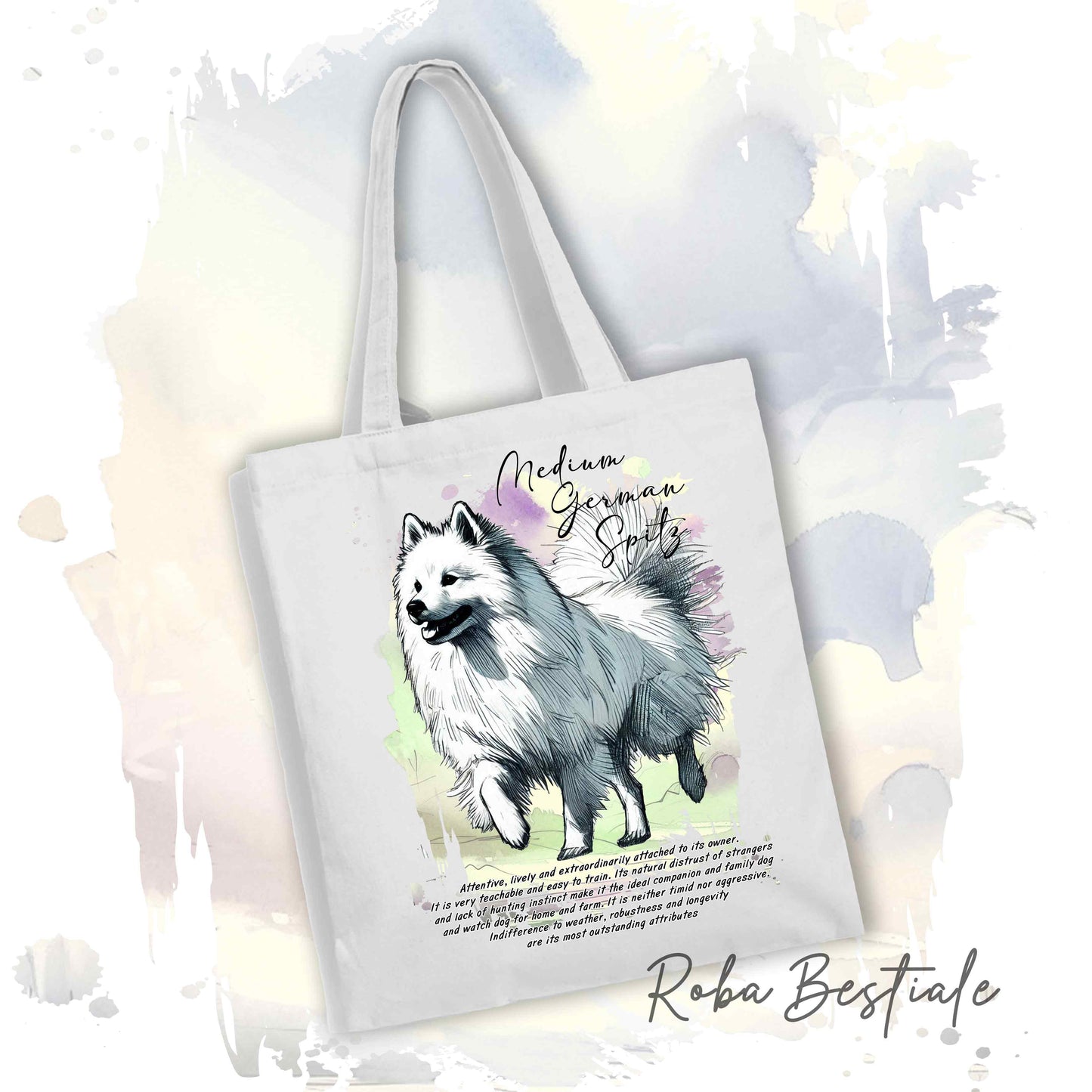 Shopper BEHAVIOR - SPITZ TEDESCO MEDIO Bianco - Standard FCI - Diversi colori disponibili, 100% Cotone
