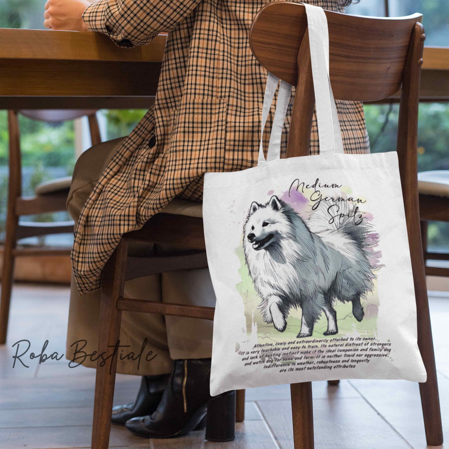 Shopper BEHAVIOR - SPITZ TEDESCO MEDIO Bianco - Standard FCI - Diversi colori disponibili, 100% Cotone