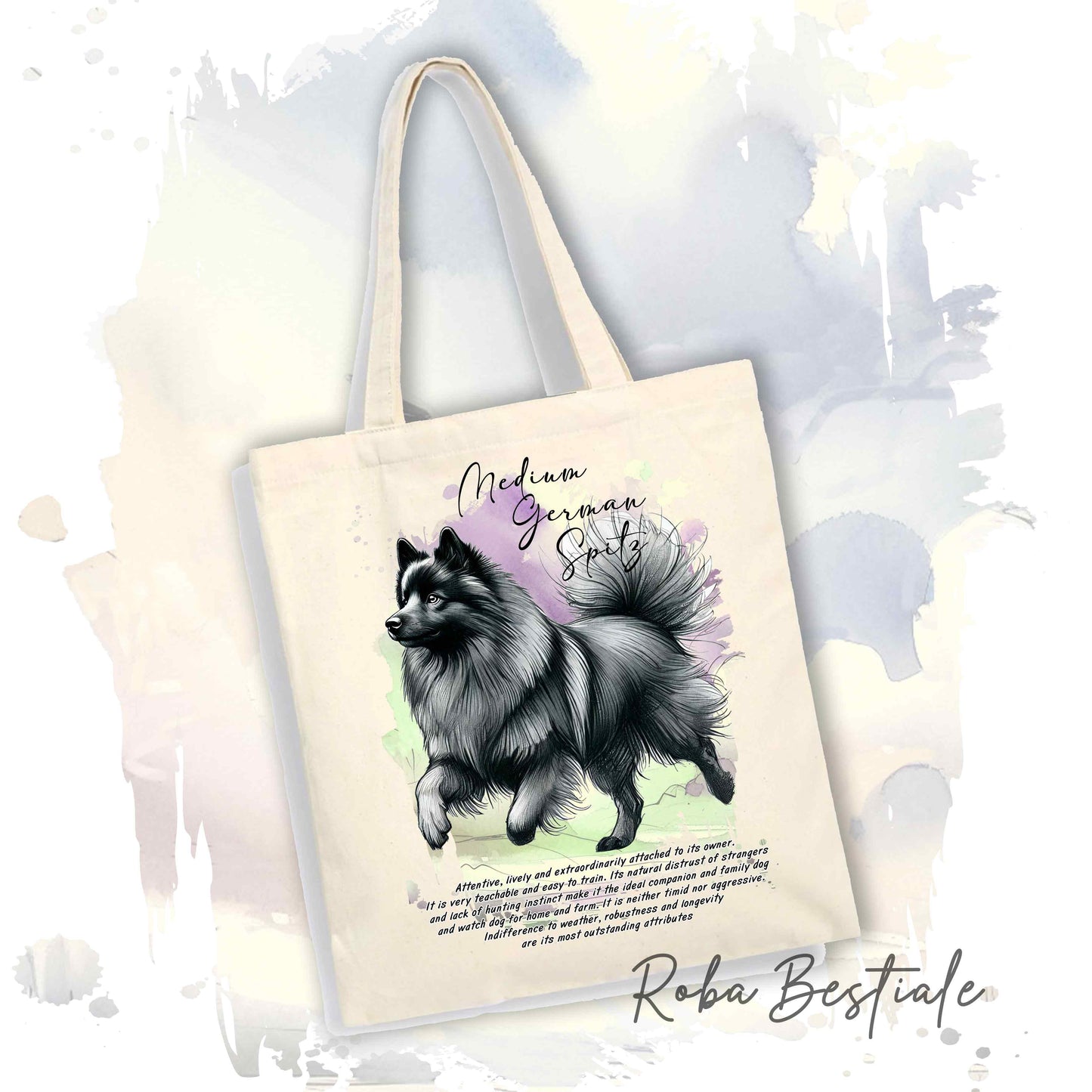 Shopper BEHAVIOR - SPITZ TEDESCO MEDIO Grigio Sfumato - Standard FCI - Diversi colori disponibili, 100% Cotone