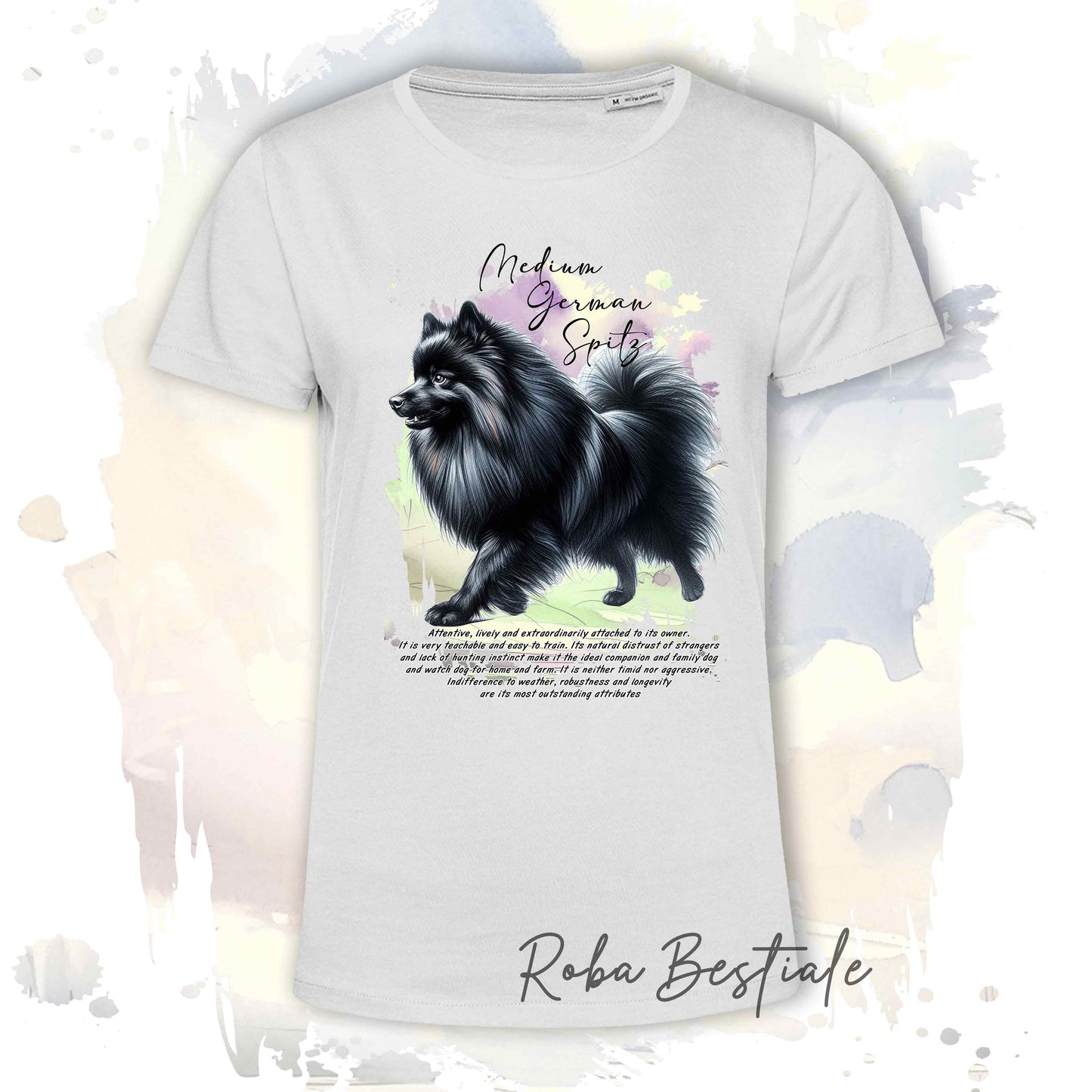 T-Shirt BEHAVIOR - SPITZ TEDESCO MEDIO Nero - Standard FCI - 100% Cotone, Bianca, Uomo o Donna - dalla XS alla 5XL