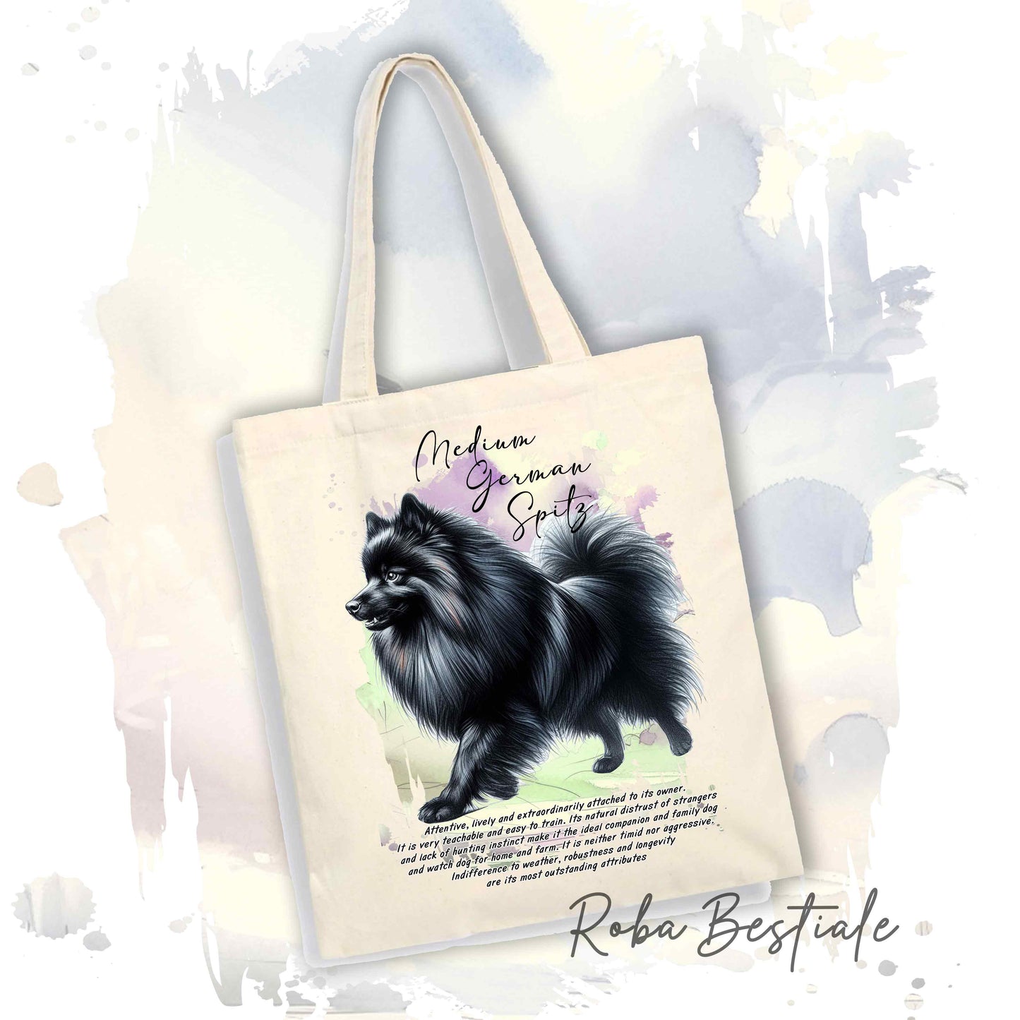 Shopper BEHAVIOR - SPITZ TEDESCO MEDIO Nero - Standard FCI - Diversi colori disponibili, 100% Cotone