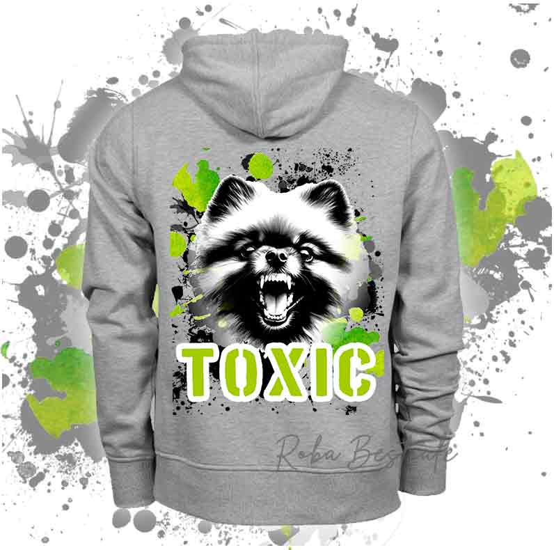 Felpa TOXIC - SPITZ TEDESCO NANO - POMERANIA - Unisex - Grigia - dalla XS alla 3XL