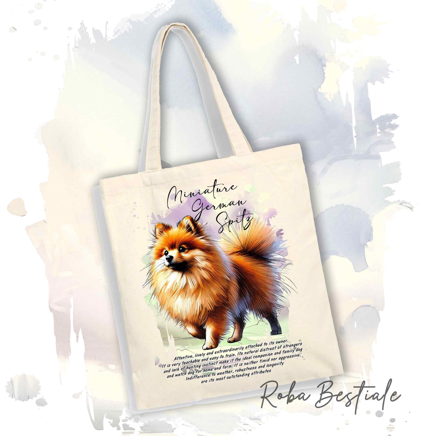 Shopper BEHAVIOR - SPITZ TEDESCO PICCOLO Arancio - Standard FCI - Diversi colori disponibili, 100% Cotone