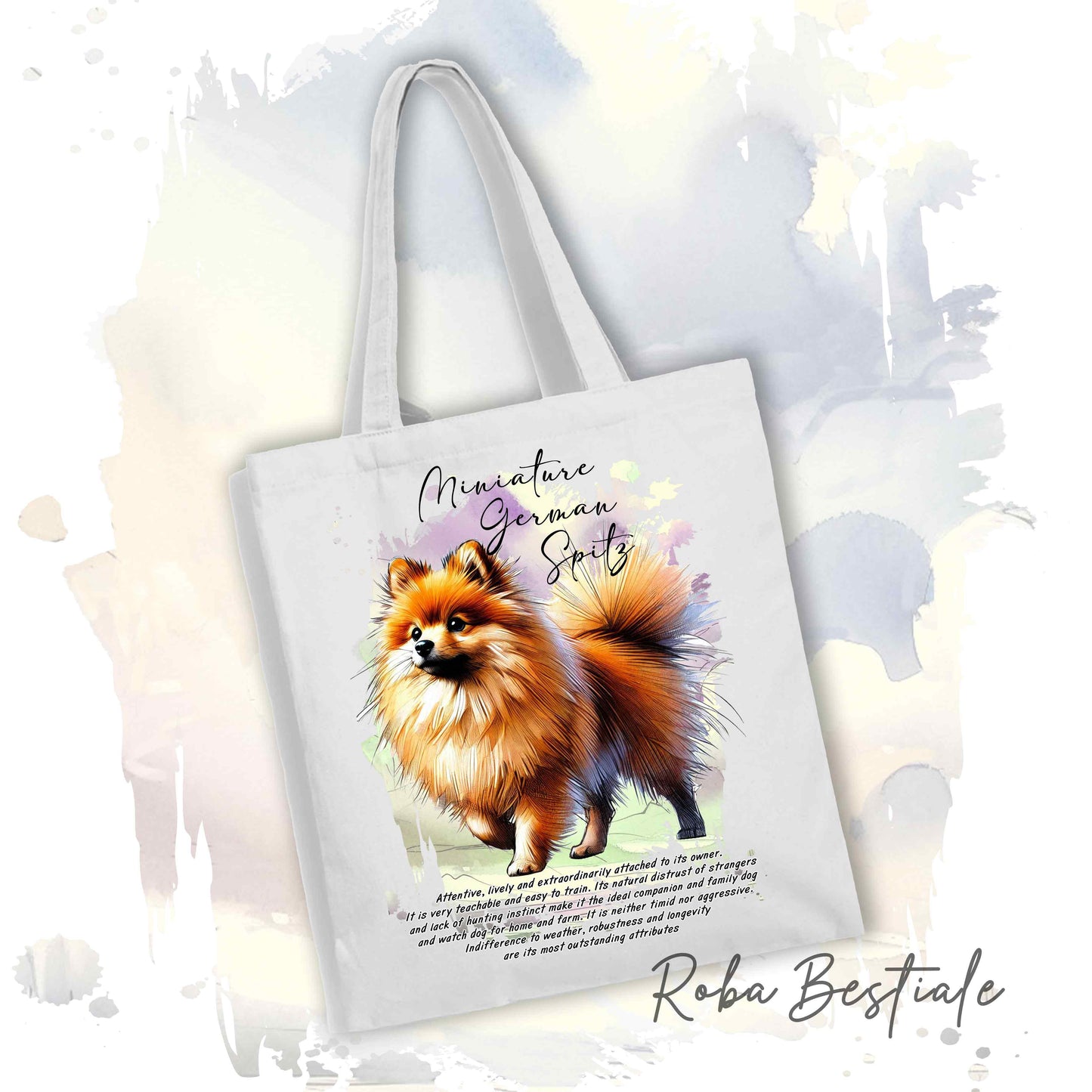 Shopper BEHAVIOR - SPITZ TEDESCO PICCOLO Arancio - Standard FCI - Diversi colori disponibili, 100% Cotone
