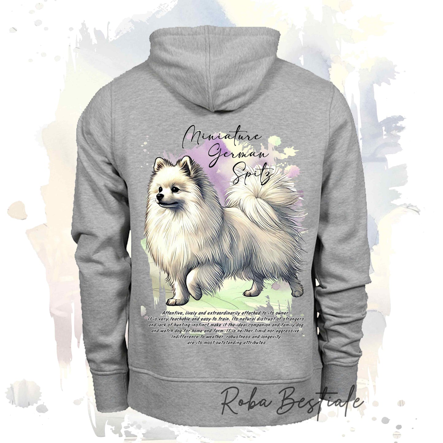 Felpa BEHAVIOR - SPITZ TEDESCO PICCOLO Bianco - Standard FCI - Unisex - Grigia - dalla XS alla 3XL