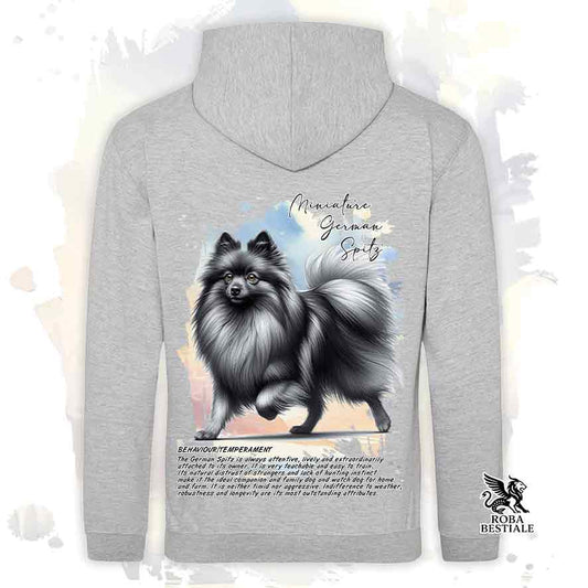 Felpa BEHAVIOR - SPITZ TEDESCO PICCOLO Grigio Sfumato - Con Cappuccio e Tasconi, diversi colori, Unisex - dalla XS alla 3XL