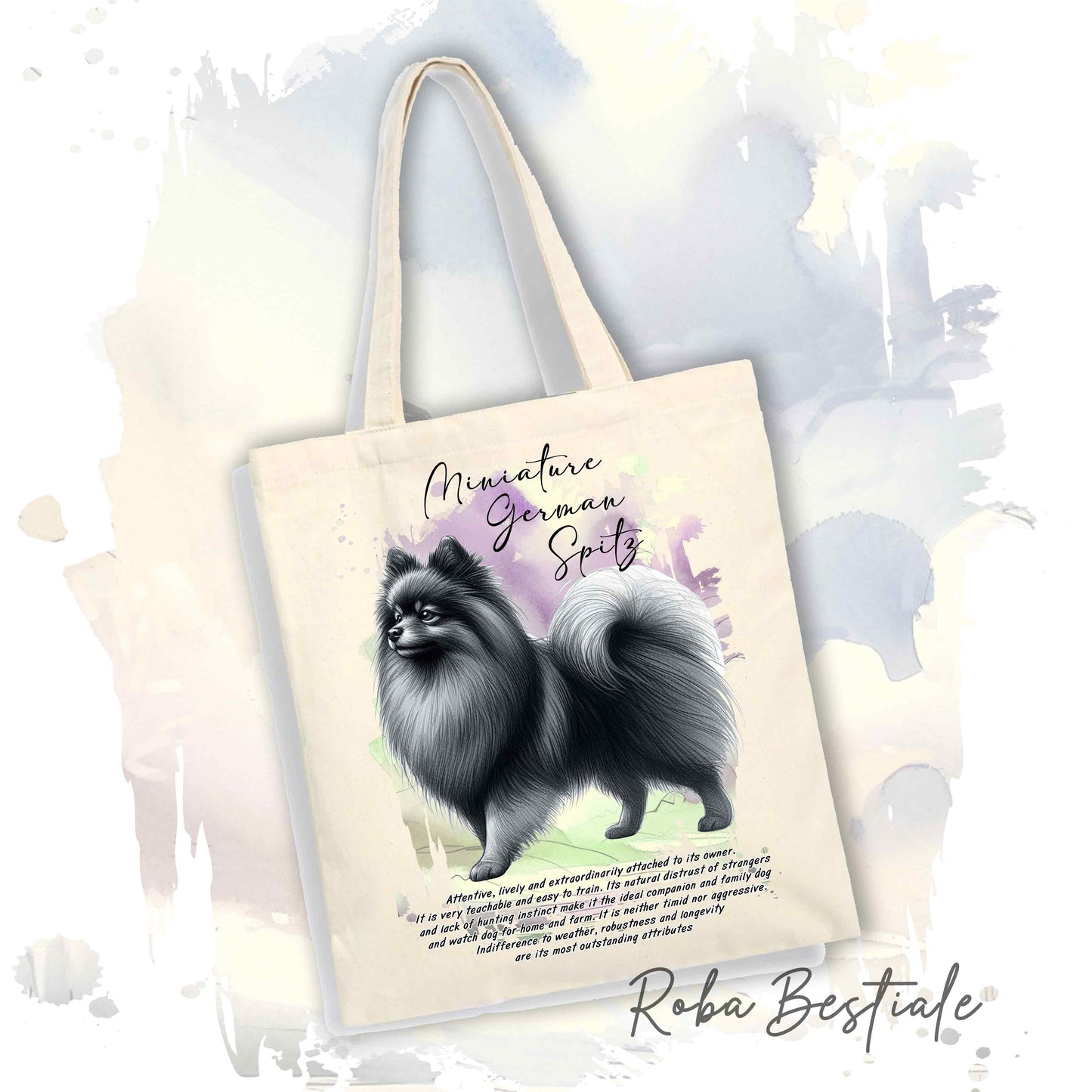 Shopper BEHAVIOR - SPITZ TEDESCO PICCOLO Grigio Sfumato - Standard FCI - Diversi colori disponibili, 100% Cotone