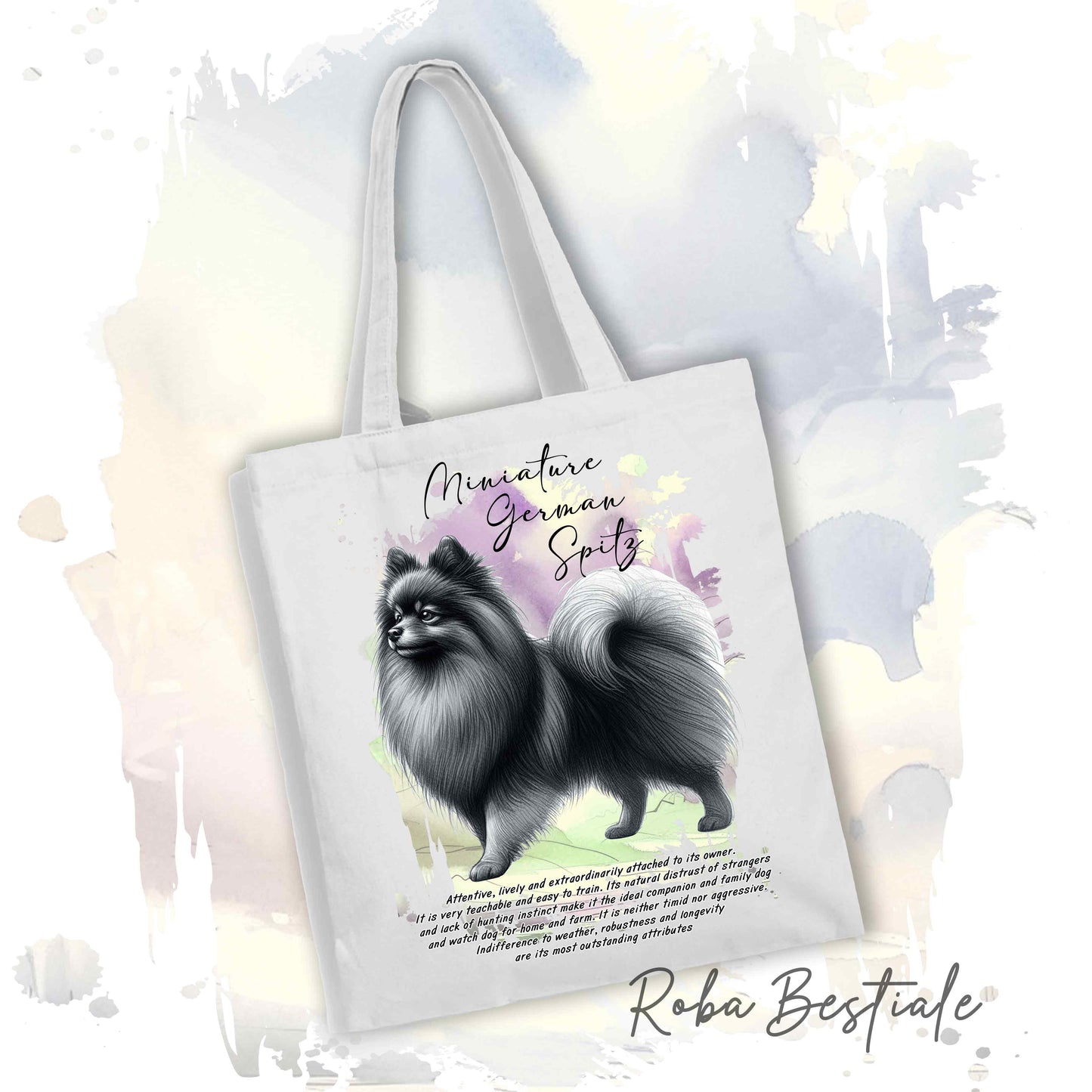 Shopper BEHAVIOR - SPITZ TEDESCO PICCOLO Grigio Sfumato - Standard FCI - Diversi colori disponibili, 100% Cotone