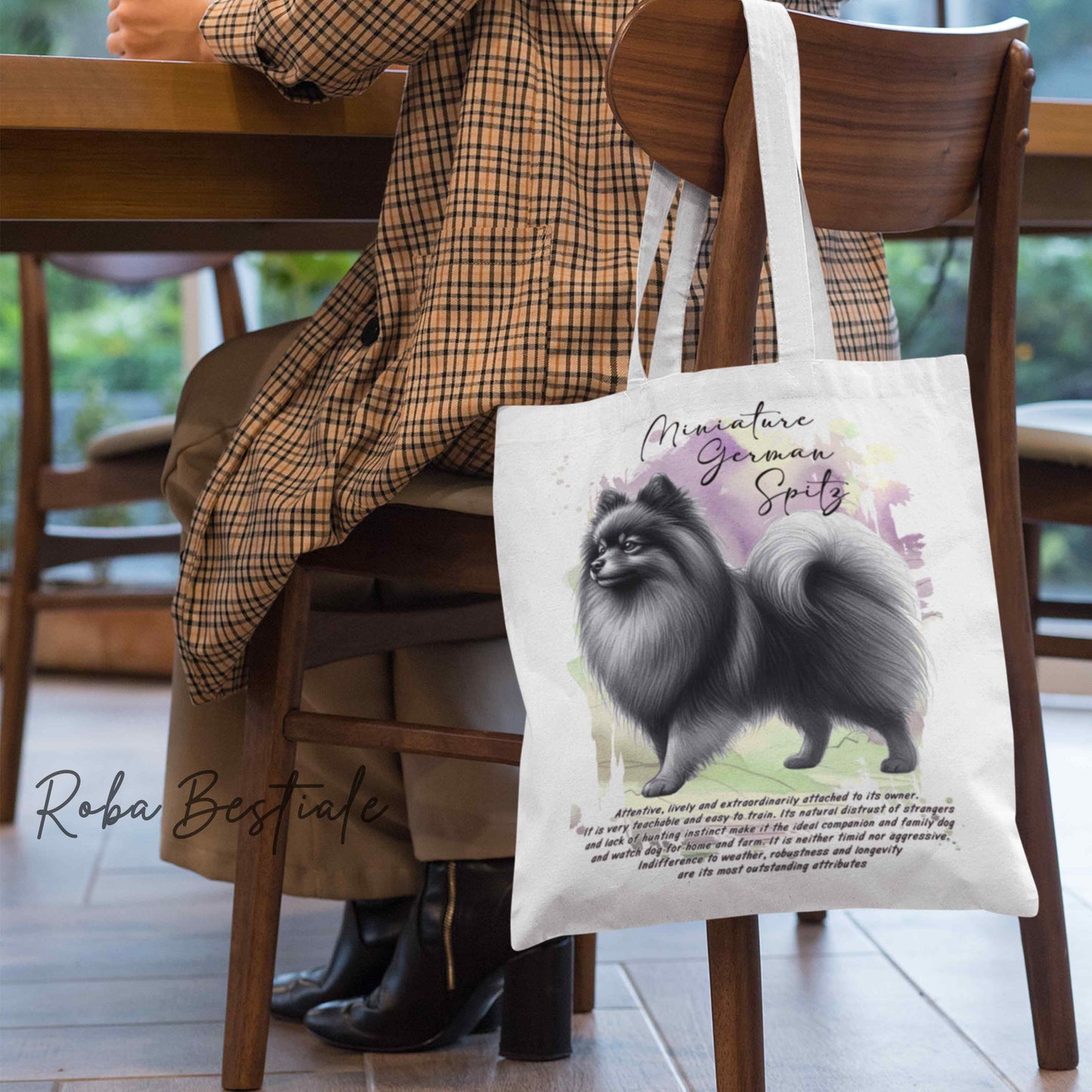 Shopper BEHAVIOR - SPITZ TEDESCO PICCOLO Grigio Sfumato - Standard FCI - Diversi colori disponibili, 100% Cotone