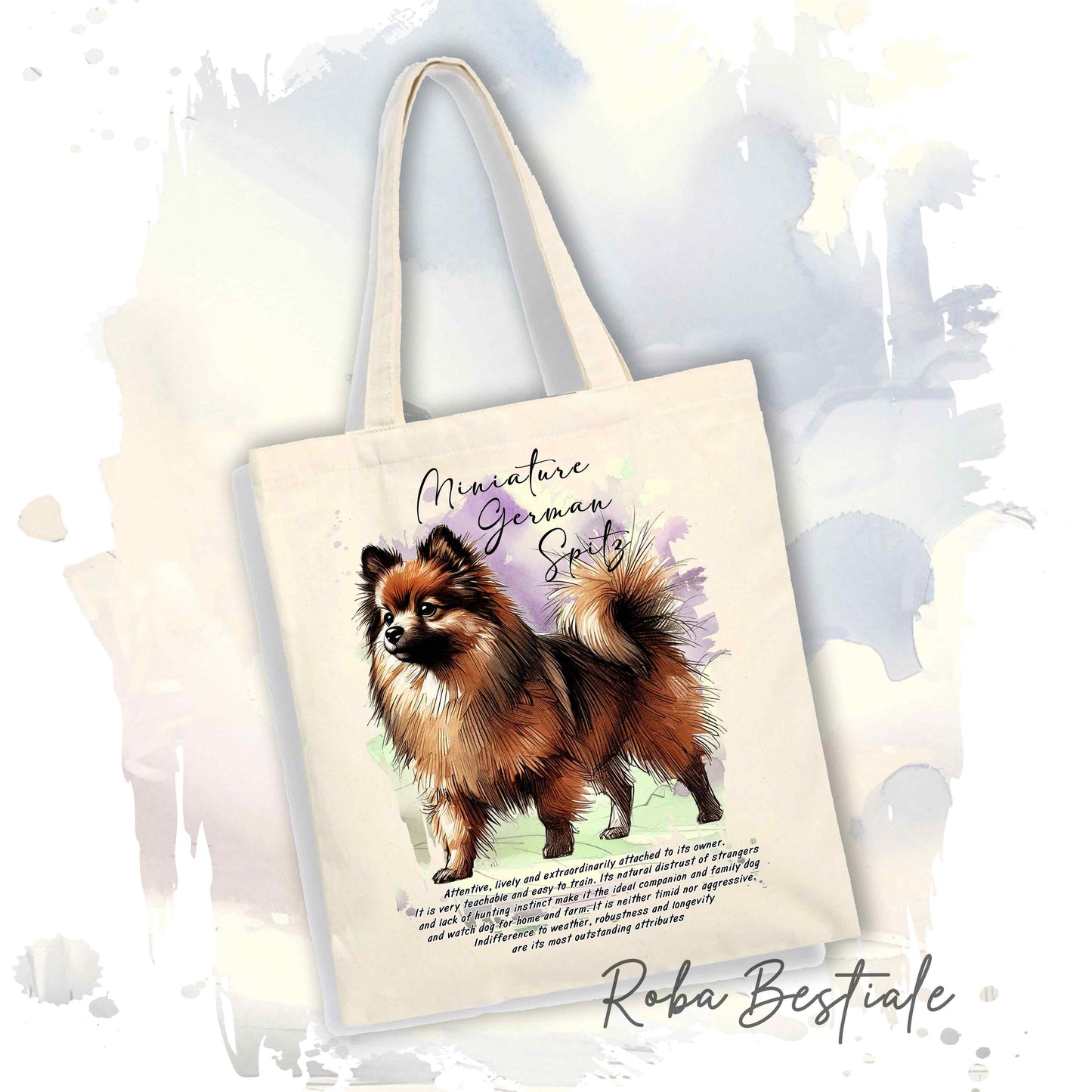 Shopper BEHAVIOR - SPITZ TEDESCO PICCOLO Marrone - Standard FCI - Diversi colori disponibili, 100% Cotone