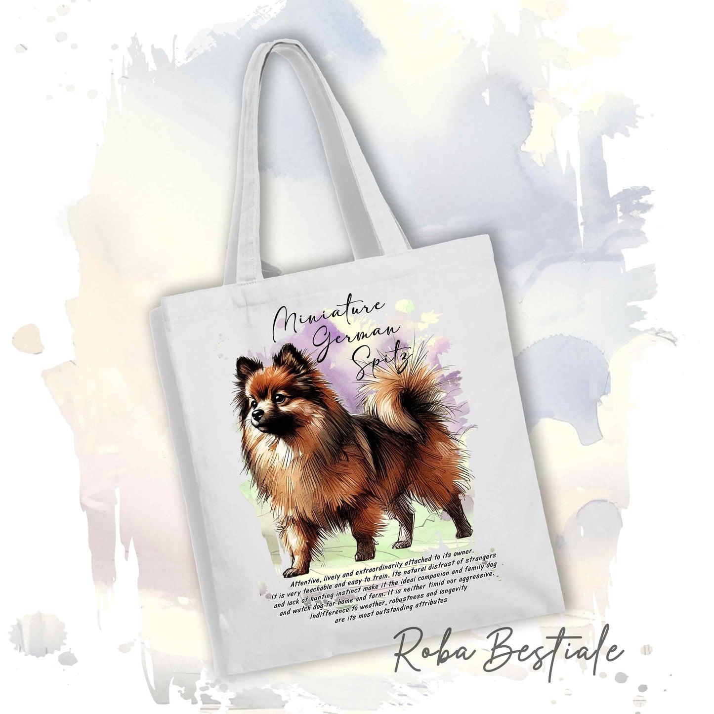 Shopper BEHAVIOR - SPITZ TEDESCO PICCOLO Marrone - Standard FCI - Diversi colori disponibili, 100% Cotone