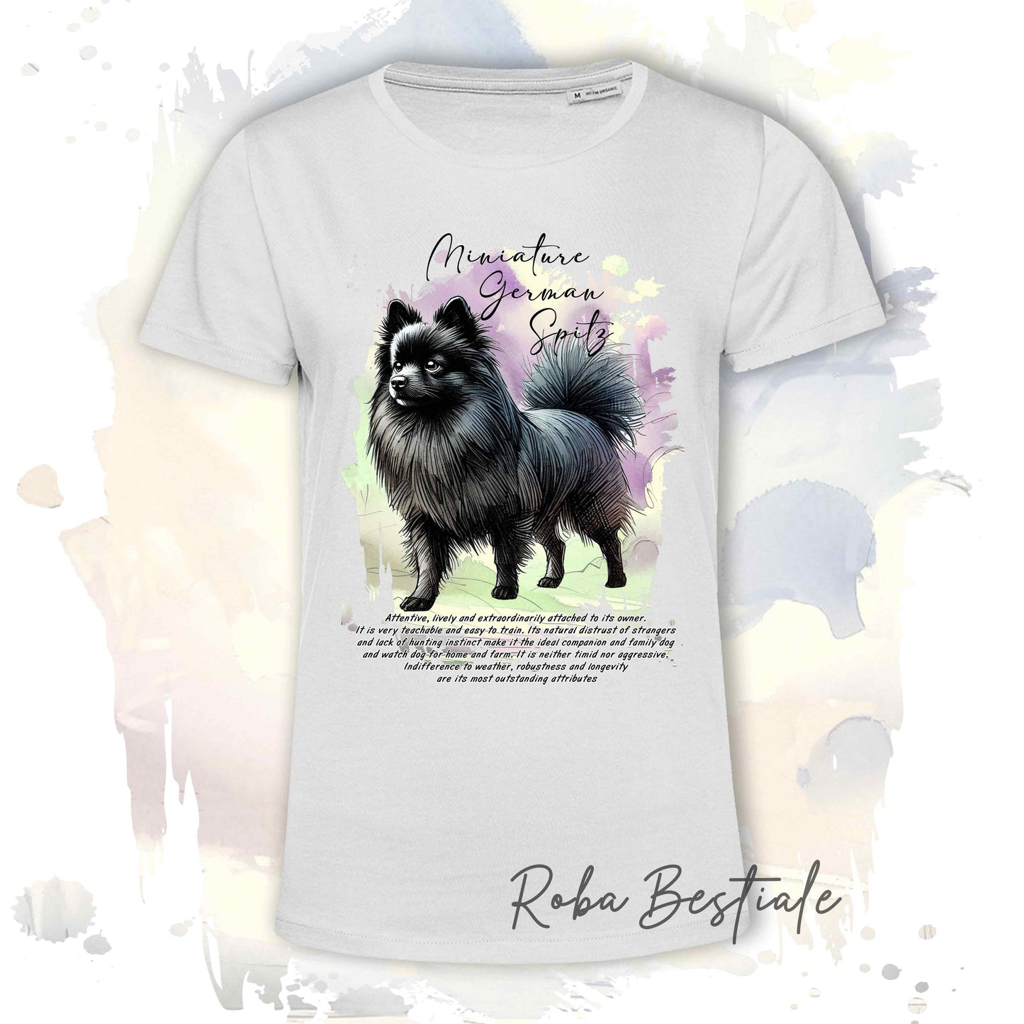 T-Shirt BEHAVIOR - SPITZ TEDESCO PICCOLO Nero - Standard FCI - 100% Cotone, Bianca, Uomo o Donna - dalla XS alla 5XL