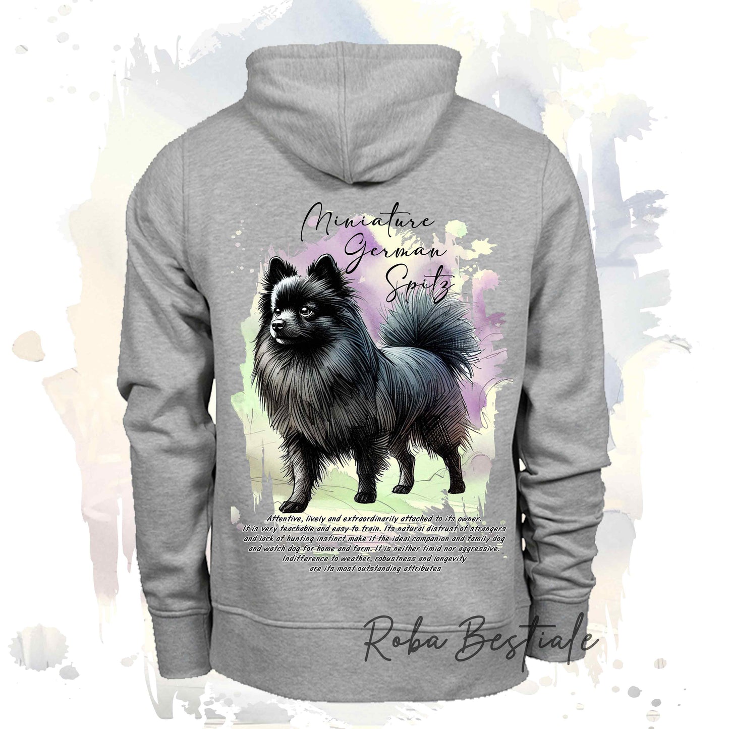 Felpa BEHAVIOR - SPITZ TEDESCO PICCOLO Nero - Standard FCI - Unisex - Grigia - dalla XS alla 3XL
