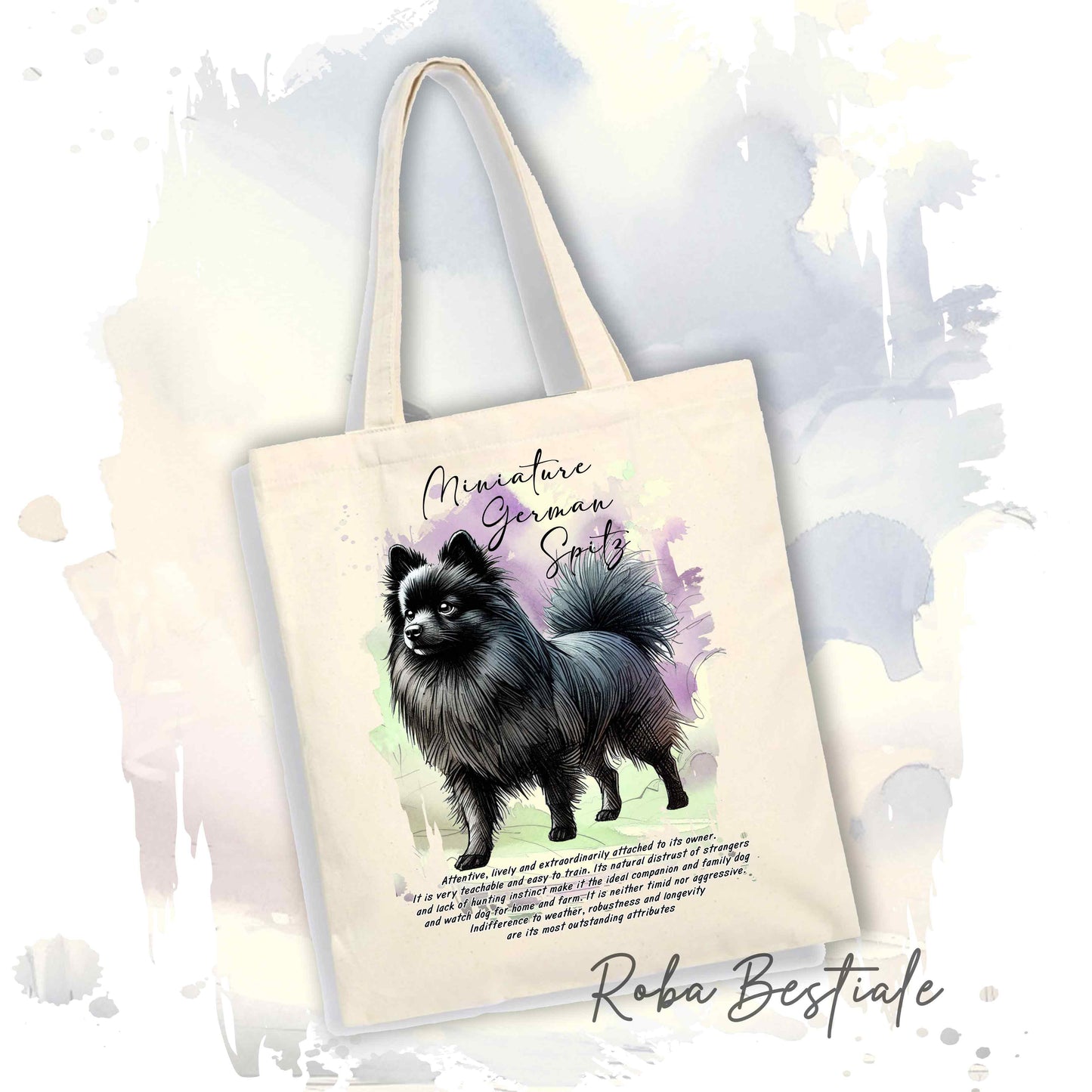 Shopper BEHAVIOR - SPITZ TEDESCO PICCOLO Nero - Standard FCI - Diversi colori disponibili, 100% Cotone