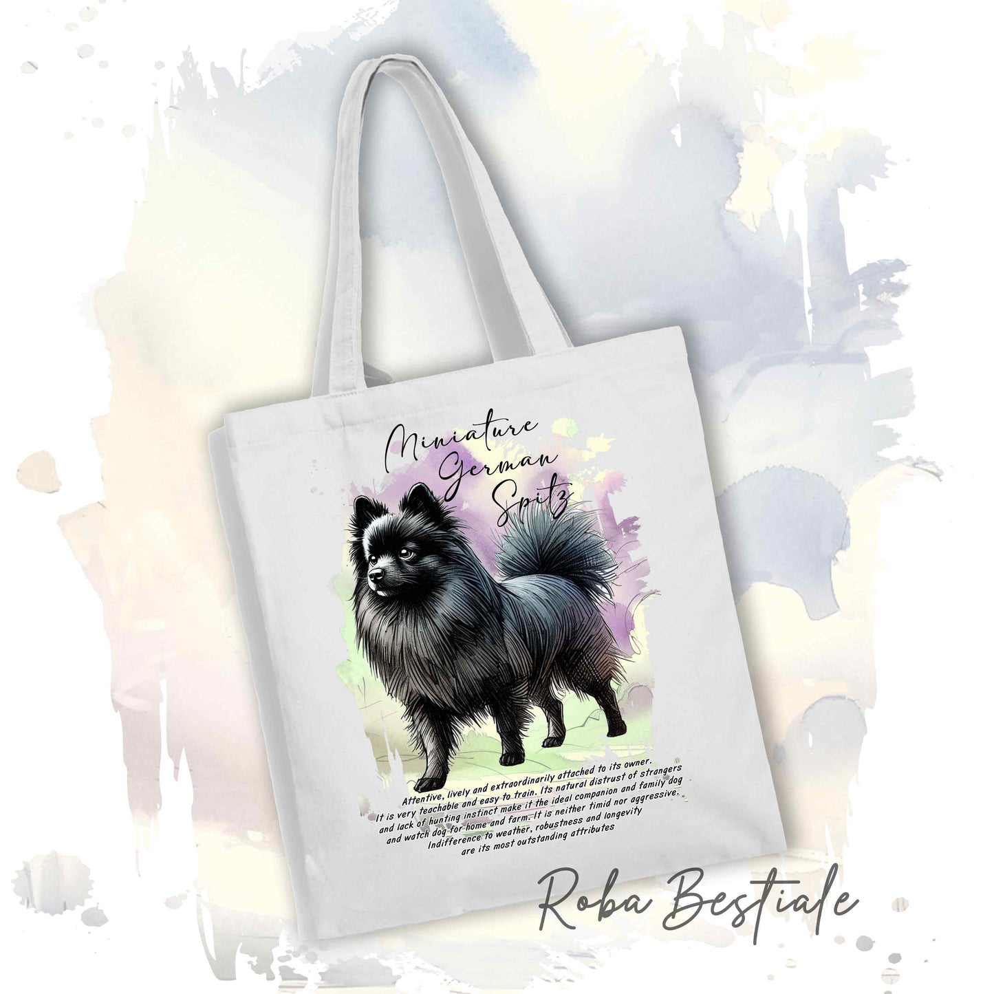 Shopper BEHAVIOR - SPITZ TEDESCO PICCOLO Nero - Standard FCI - Diversi colori disponibili, 100% Cotone