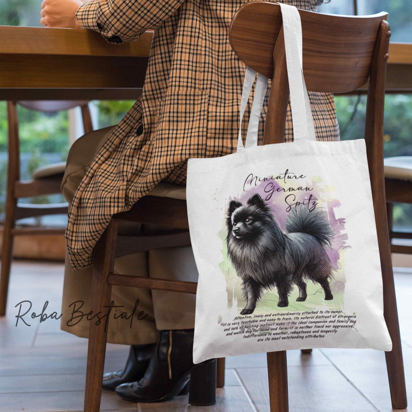 Shopper BEHAVIOR - SPITZ TEDESCO PICCOLO Nero - Standard FCI - Diversi colori disponibili, 100% Cotone