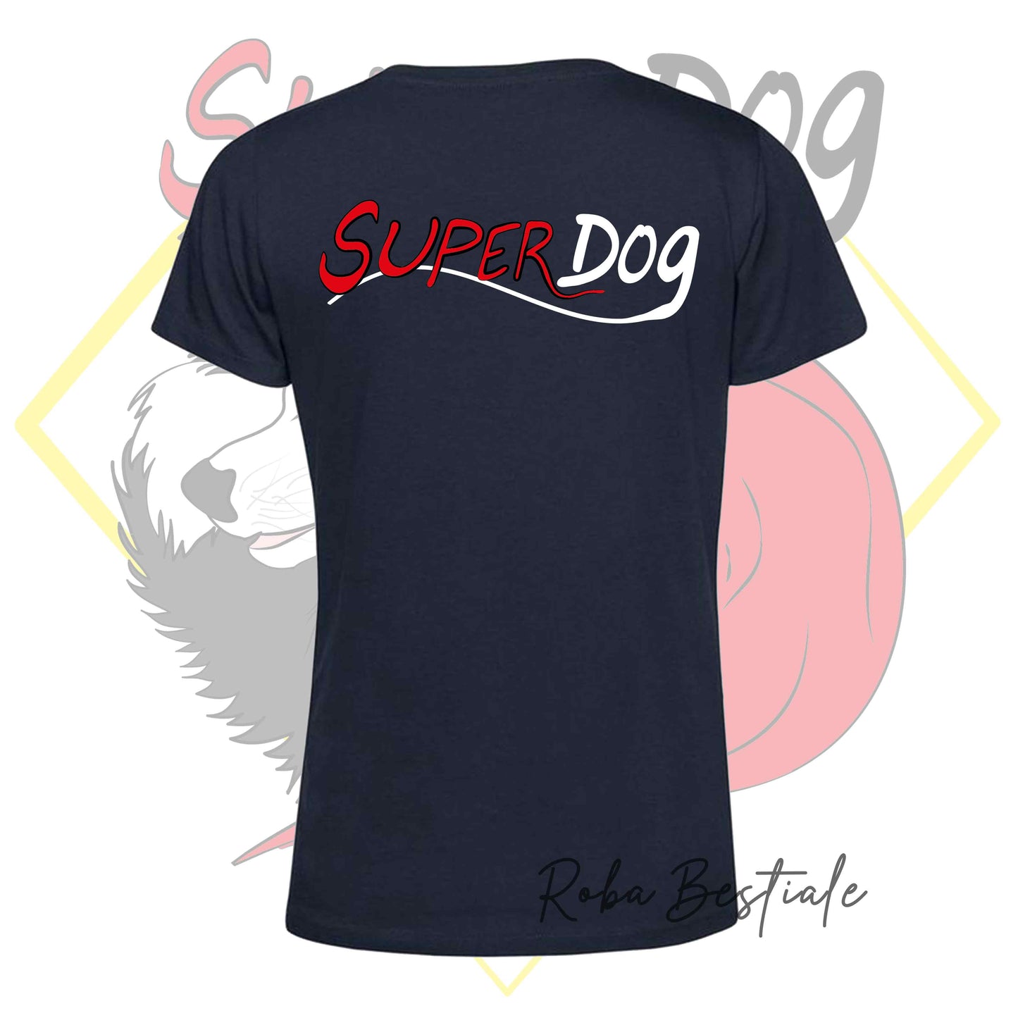 T-Shirt SUPERDOG - UOMO o DONNA - BLUE NAVY - 100% Cotone dalla XS alla 5XL