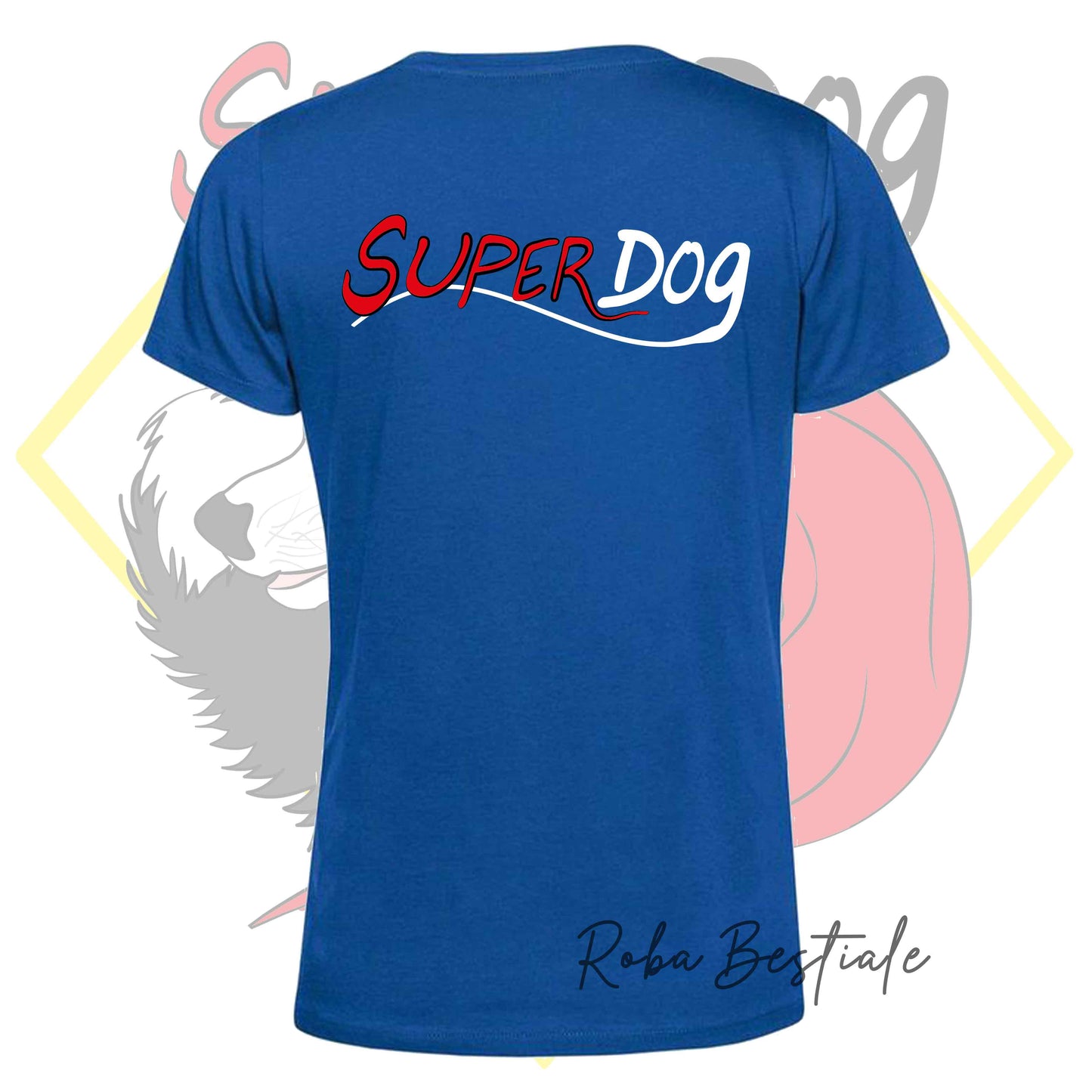 T-Shirt SUPERDOG - UOMO o DONNA - BLUE ROYAL - 100% Cotone dalla XS alla 5XL