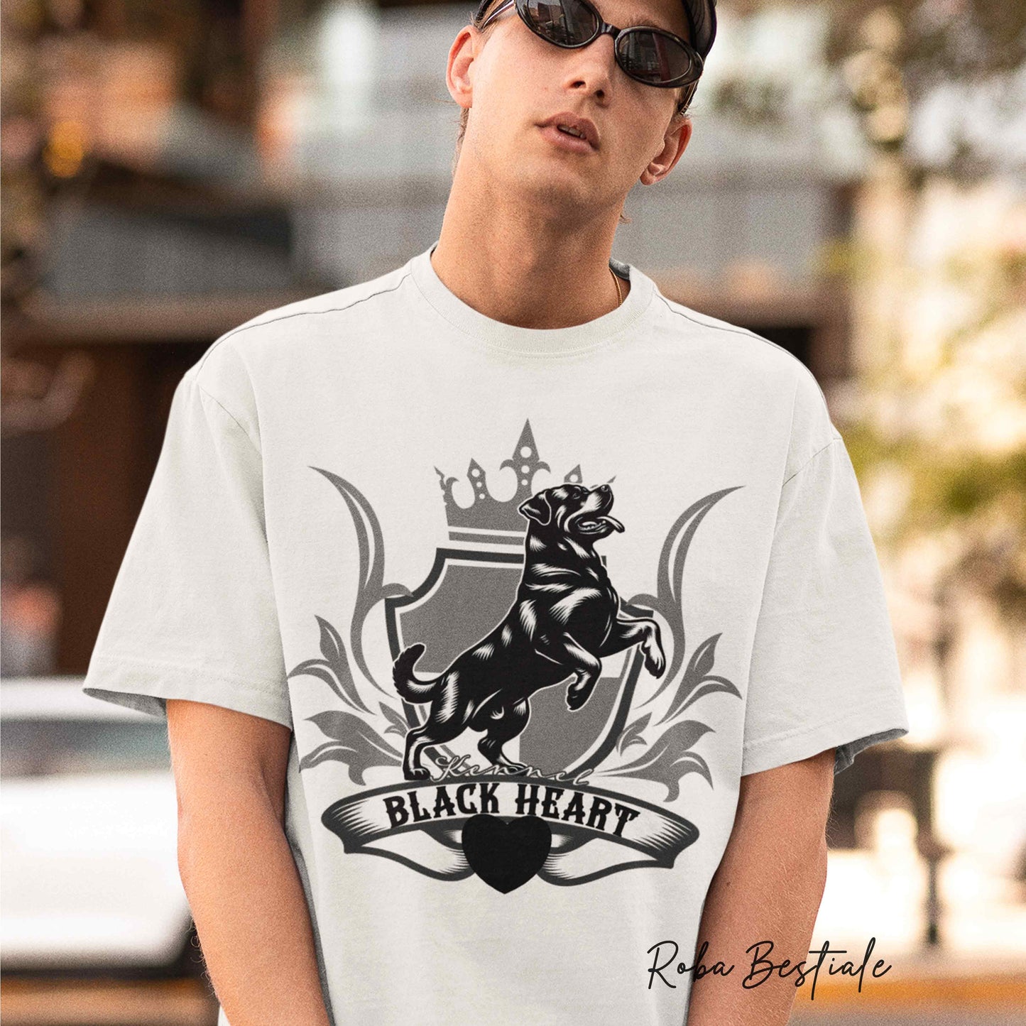 T-Shirt BLACK HEART Kennel - BIANCA - Uomo o Donna - dalla XS alla 5XL