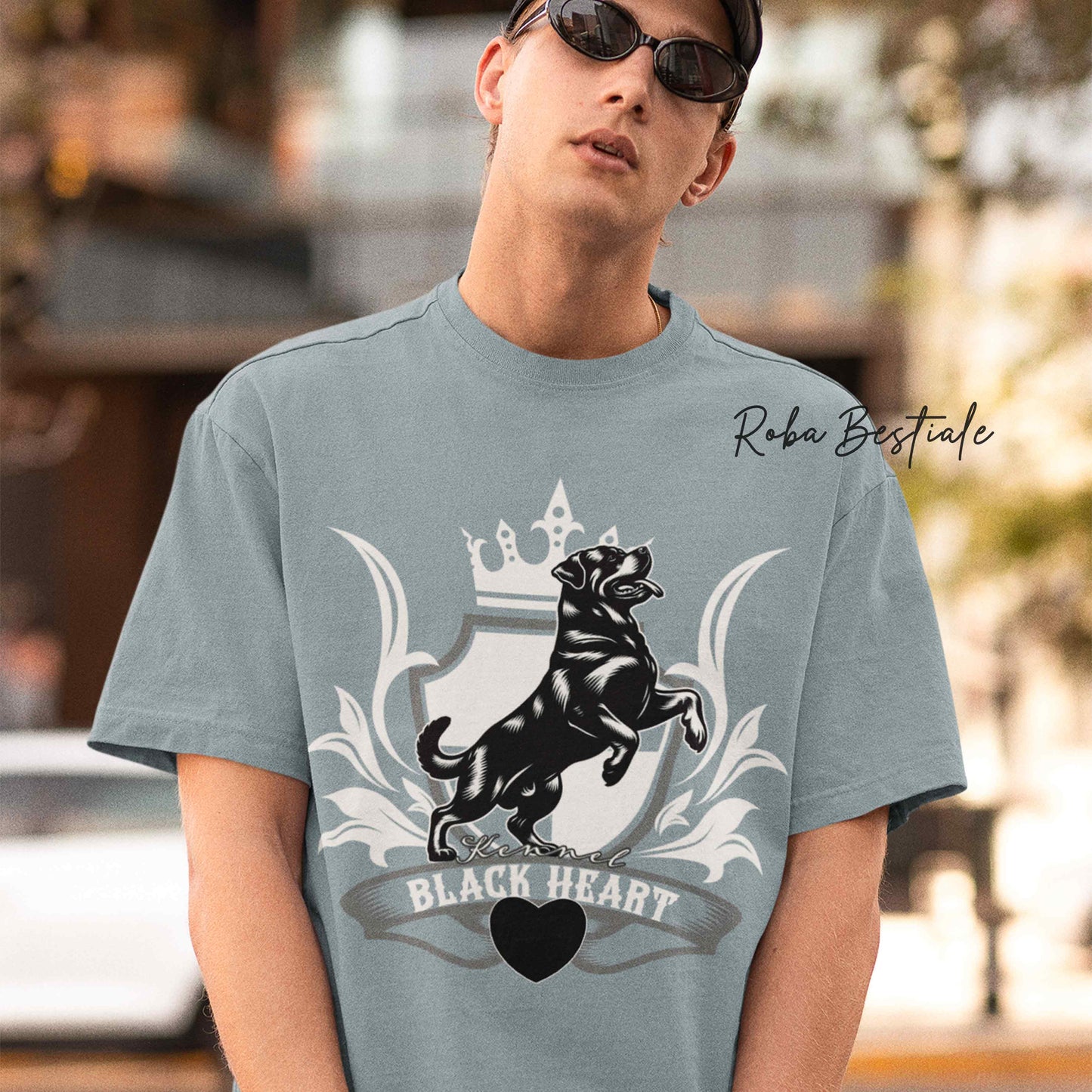 T-Shirt BLACK HEART Kennel - BLUE FOG - Uomo o Donna - dalla XS alla 2XL