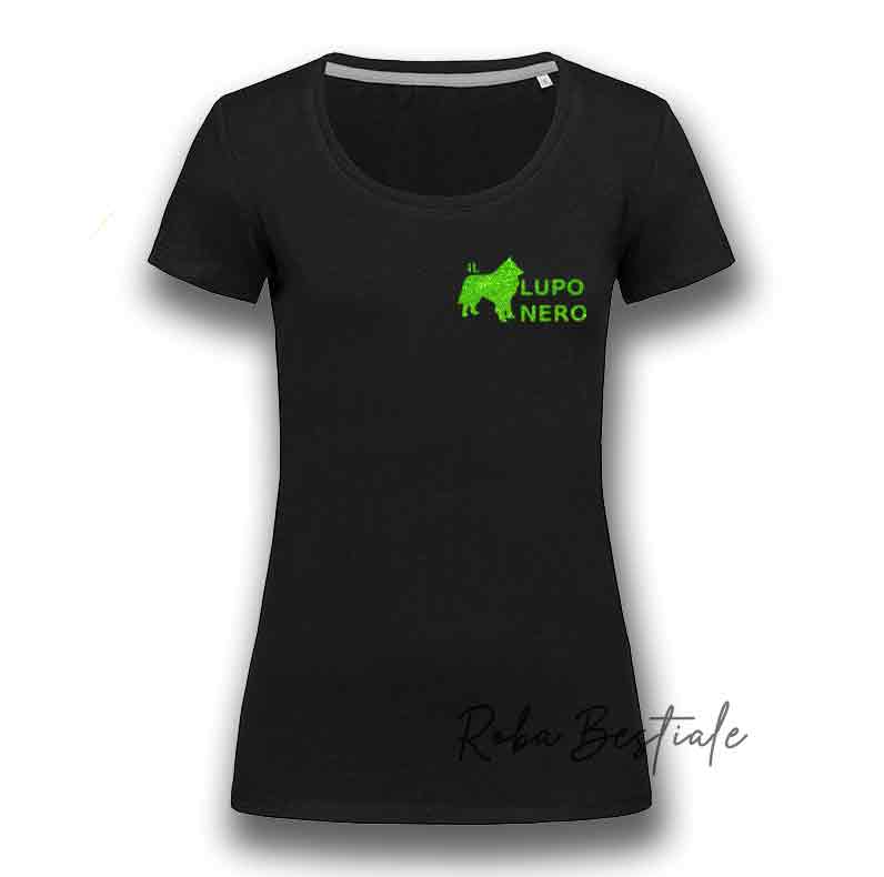 T-Shirt IL LUPO NERO ELASTICIZZATA GLITTERATA! da DONNA