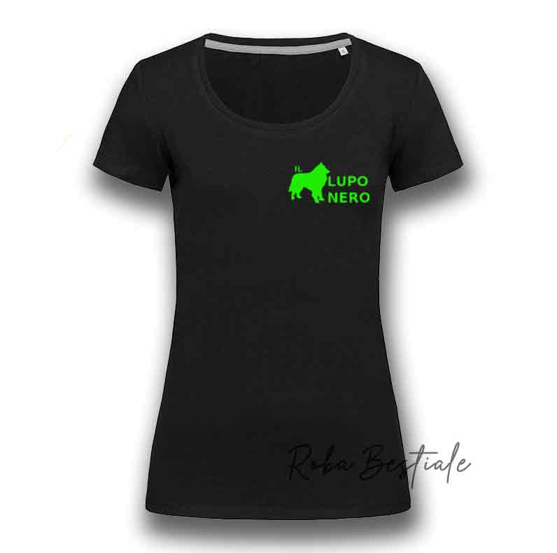 T-Shirt IL LUPO NERO - ELASTICIZZATA - da DONNA - NERA dalla S alla XL