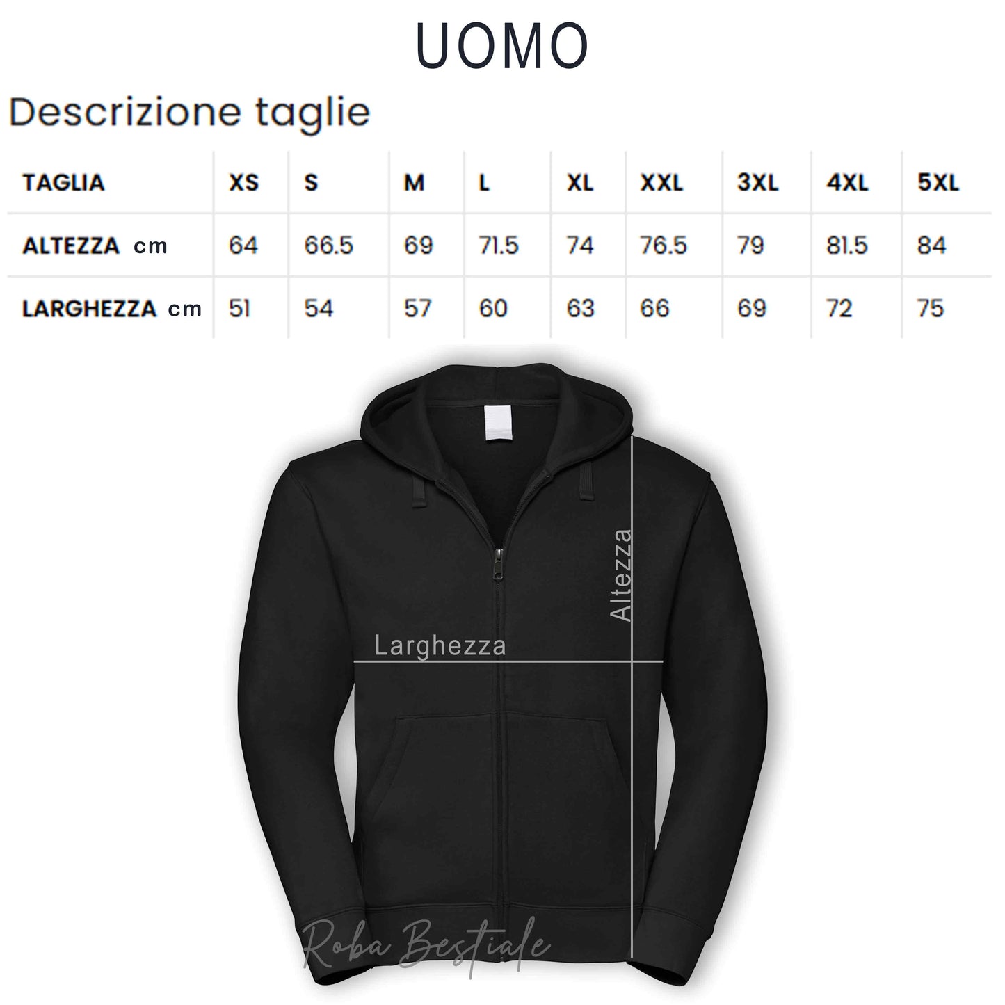 Felpa Invernale WONDERDOG - NERA, FULL ZIP, Con Cappuccio - UOMO o DONNA - dalla XS alla 5XL