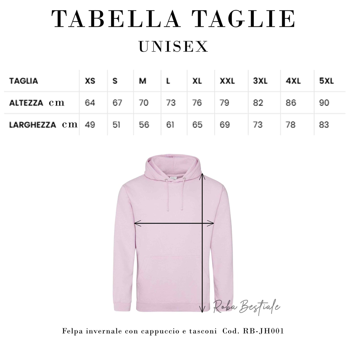 Felpa BLACK HEART Kennel - Tanti toni di ROSA! Felpata internamente, con Cappuccio - dalla XS alla 5XL