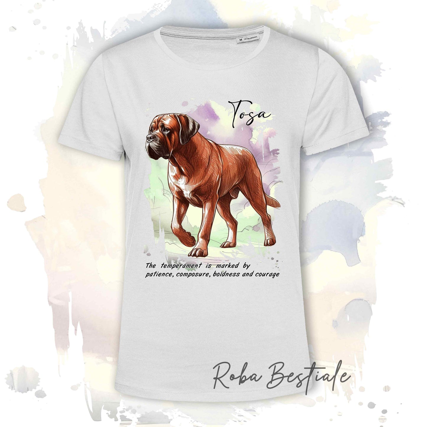 T-Shirt BEHAVIOR - TOSA INU Rosso - Standard FCI - 100% Cotone, Bianca, Uomo o Donna - dalla XS alla 5XL