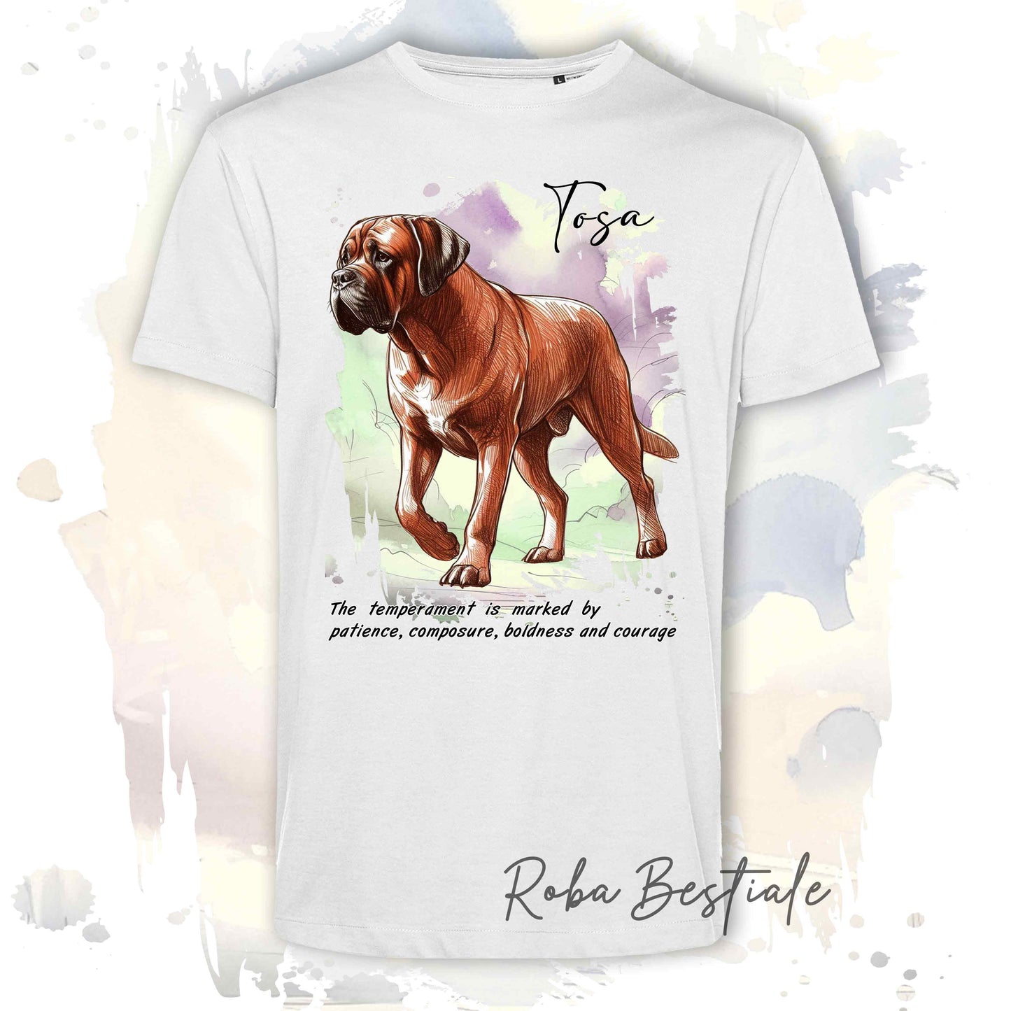 T-Shirt BEHAVIOR - TOSA INU Rosso - Standard FCI - 100% Cotone, Bianca, Uomo o Donna - dalla XS alla 5XL
