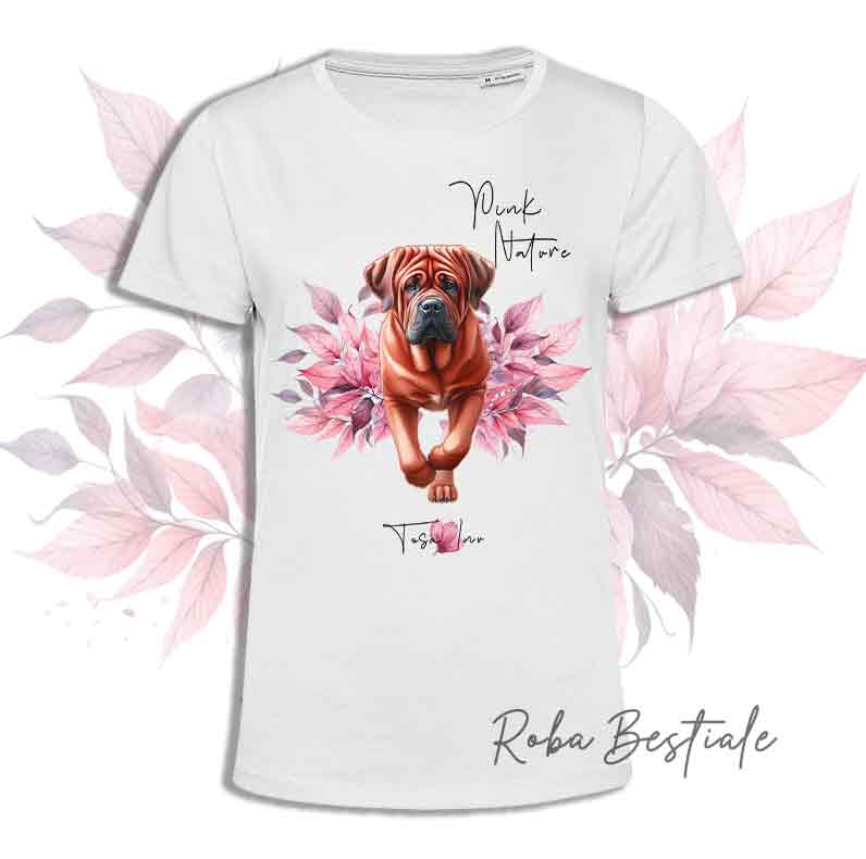 T-Shirt PINK NATURE - TOSA INU Rosso - Uomo o Donna - dalla XS alla 5XL