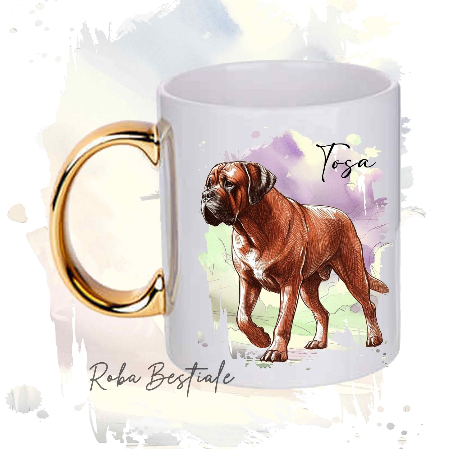 Tazza BEHAVIOR - TOSA INU Rosso - Standard FCI - In Ceramica, con manico dorato - 330 ml