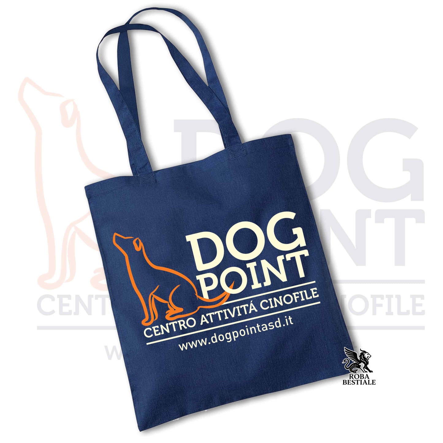 Tote Bag DOG POINT - Blue Navy, 100% Cotone