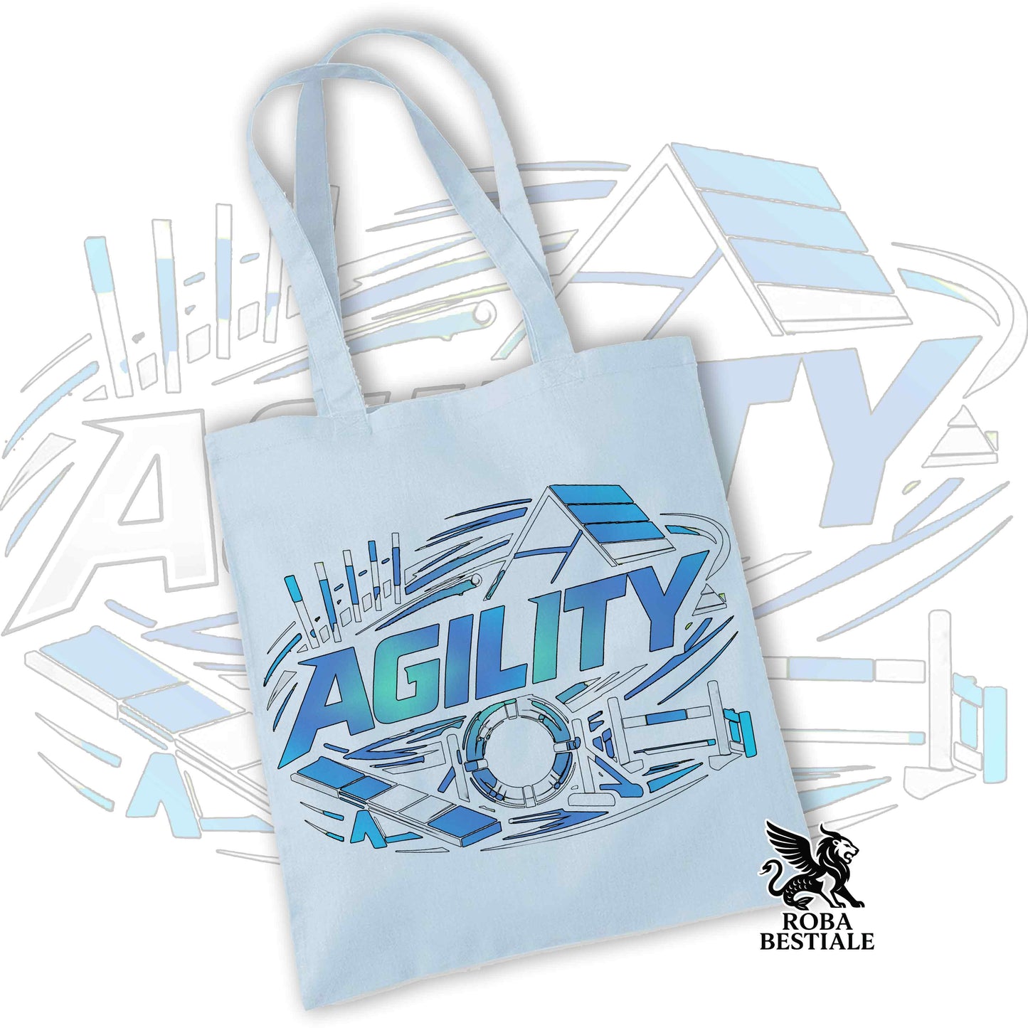 Tote Bag PURE AGILITY - Stampa BLUE - 100% Cotone - In tanti colori