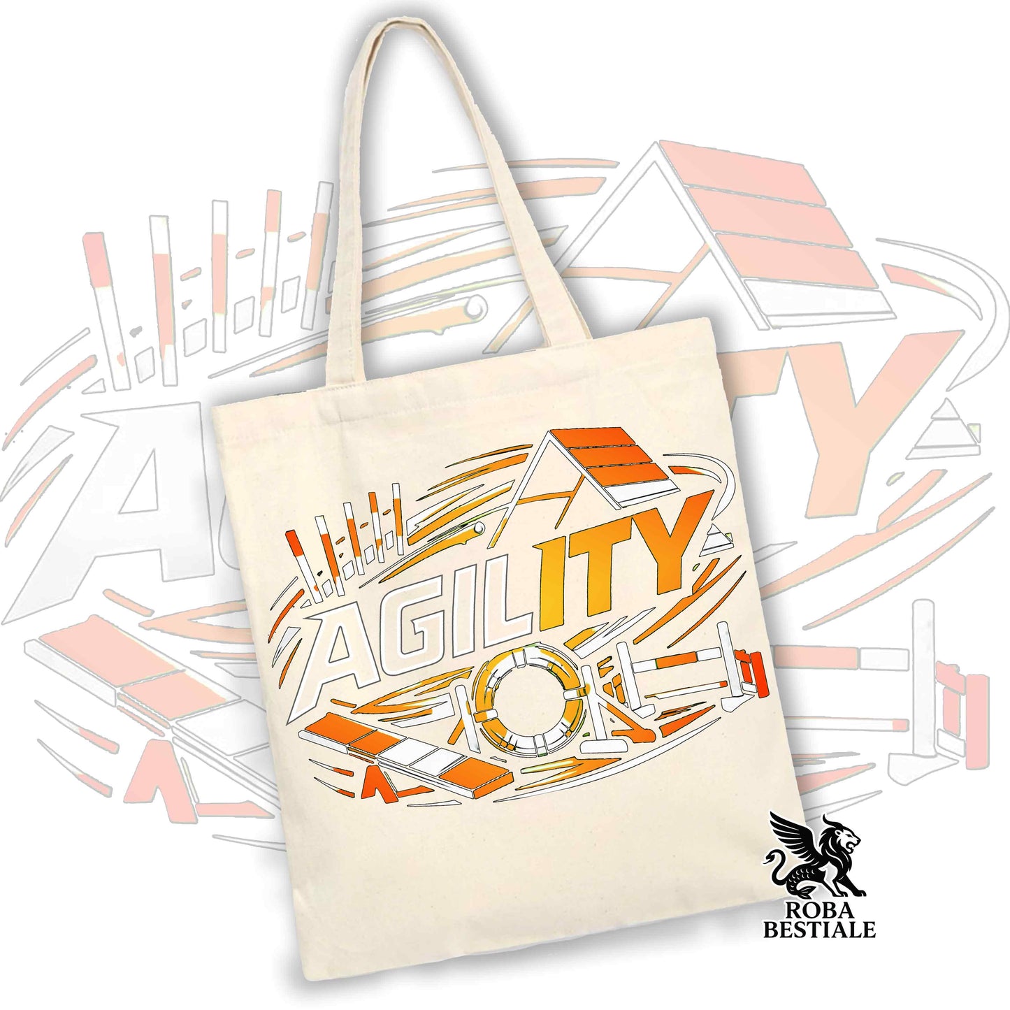 Tote Bag PURE AGILITY - Stampa ARANCIONE - 100% Cotone - In tanti colori