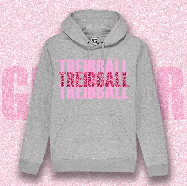 Felpa SOLO SCRITTE - TREIBBALL - Nera o Grigia, Scritta in Vinile GLITTER Ultra Brillante in colore a scelta - Unisex - dalla XS alla 3XL