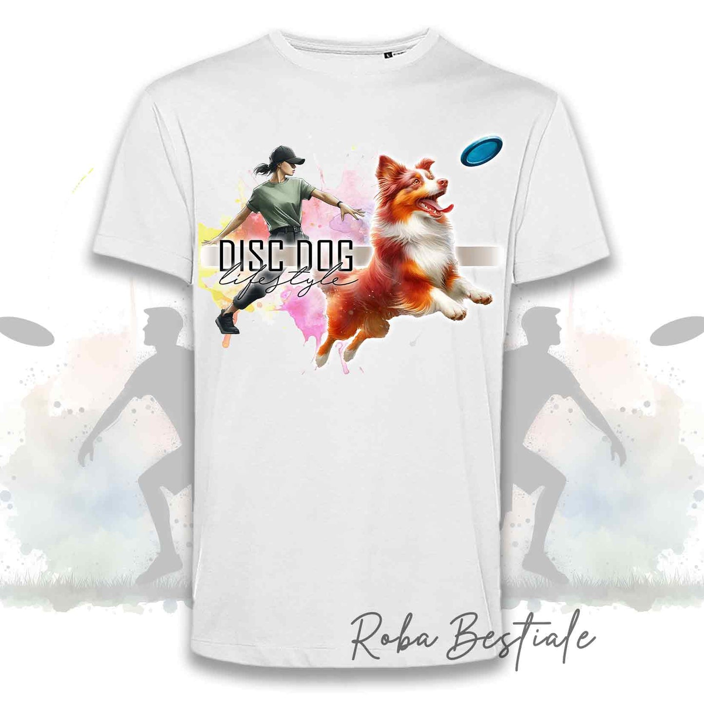 T-Shirt DISC DOG LifeStyle - AUSTRALIAN SHEPHERD Red Tricolor - Design "GIRL" o "BOY"
