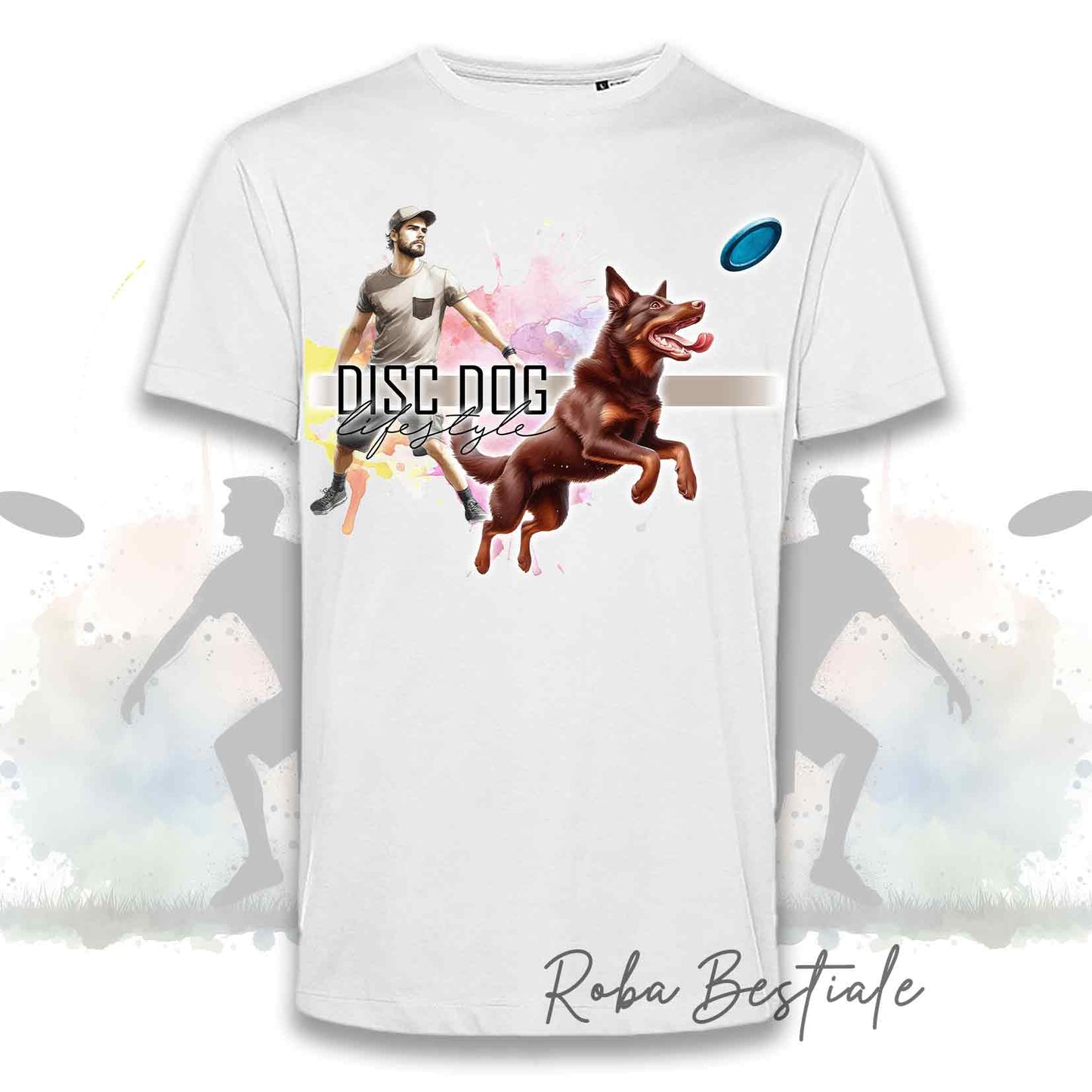 T-Shirt DISC DOG Lifestyle - AUSTRALIAN KELPIE Chocolate - Design "GIRL" o "BOY"