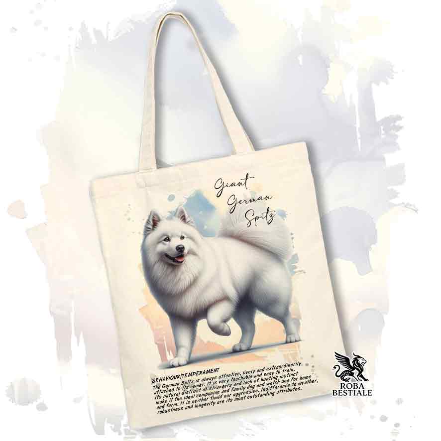 Tote bag Spitz Tedesco Grande bianco con grafica Behavior colore beige